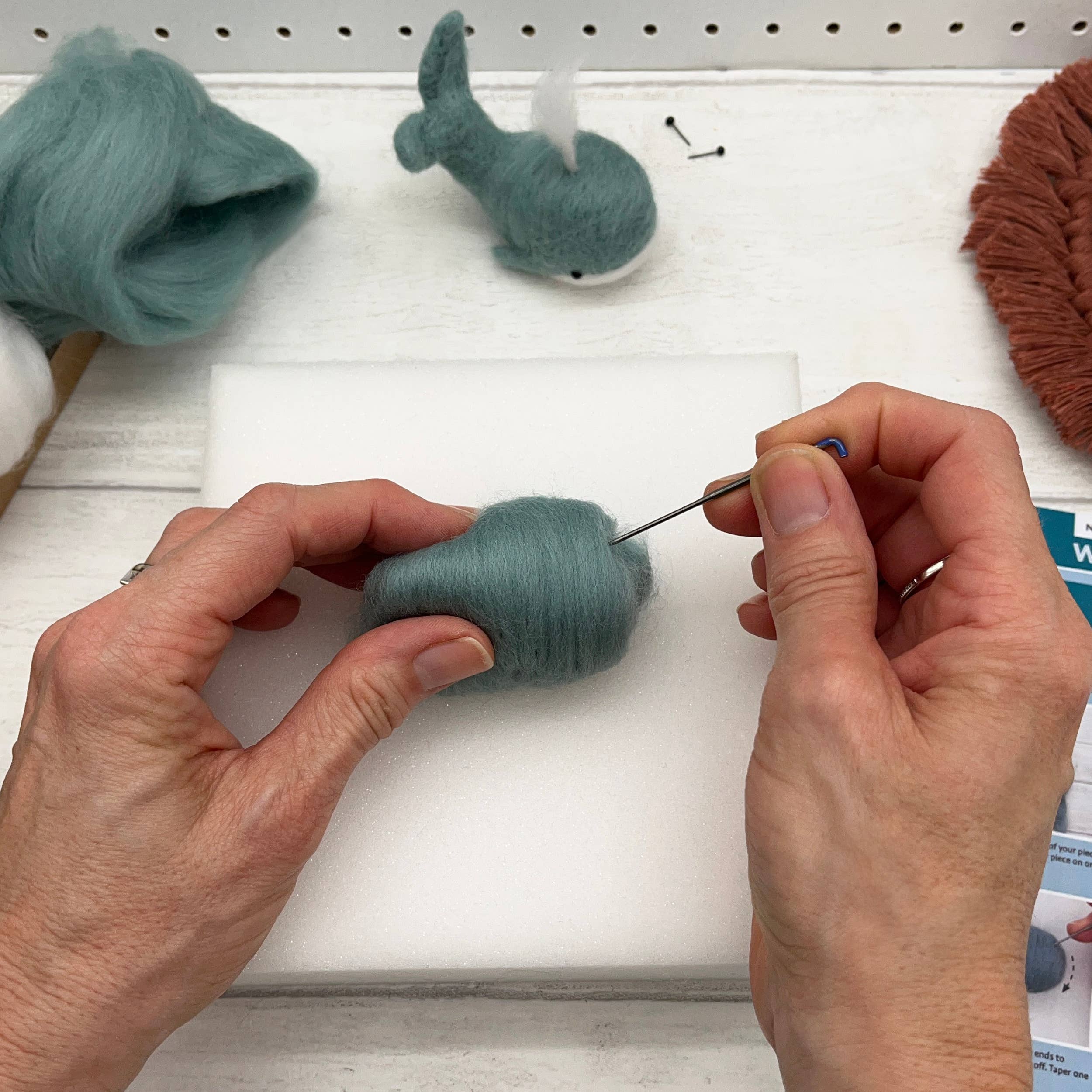 Whale needle felting craft kit for adults.