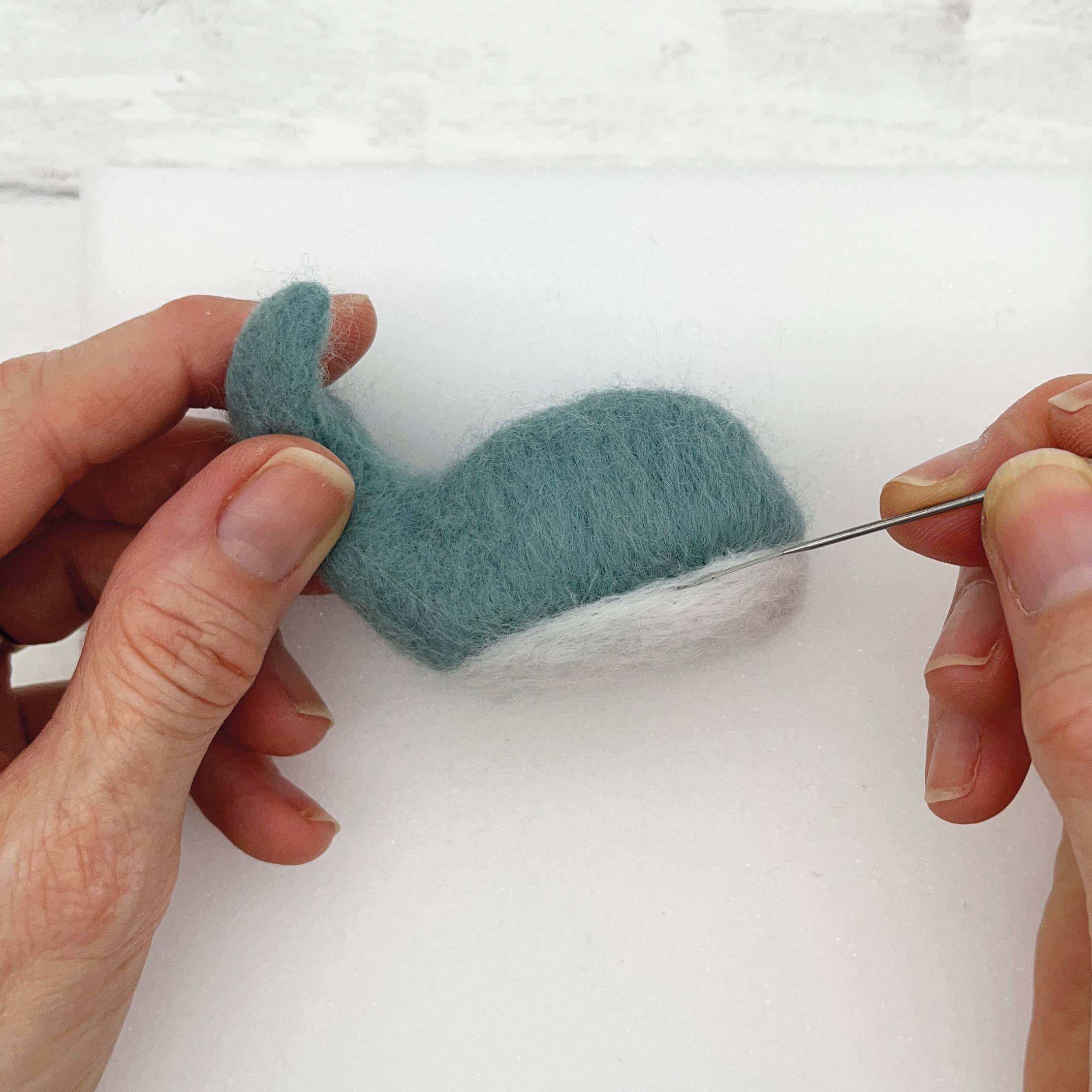 Whale needle felting craft kit for adults.