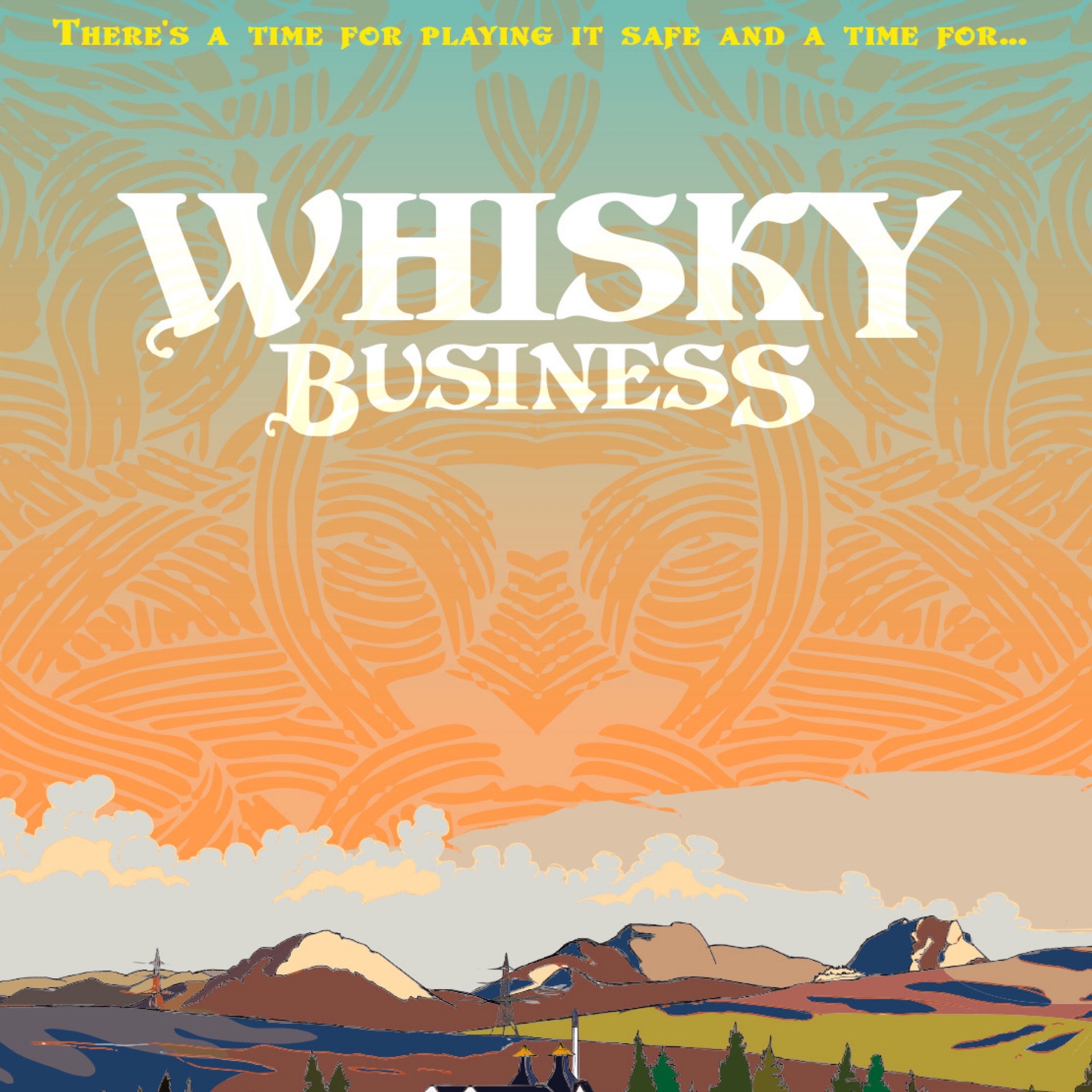 This print features a movie poster design of Dalwhinnie in the highlands of Scotland.