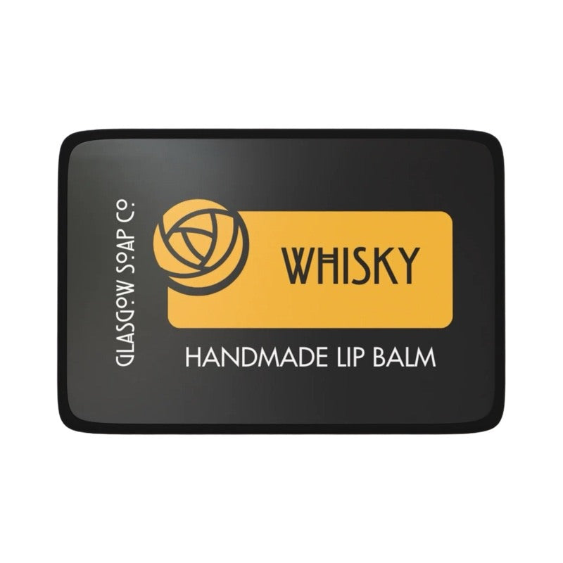 A small black tin of whisky lip balm.