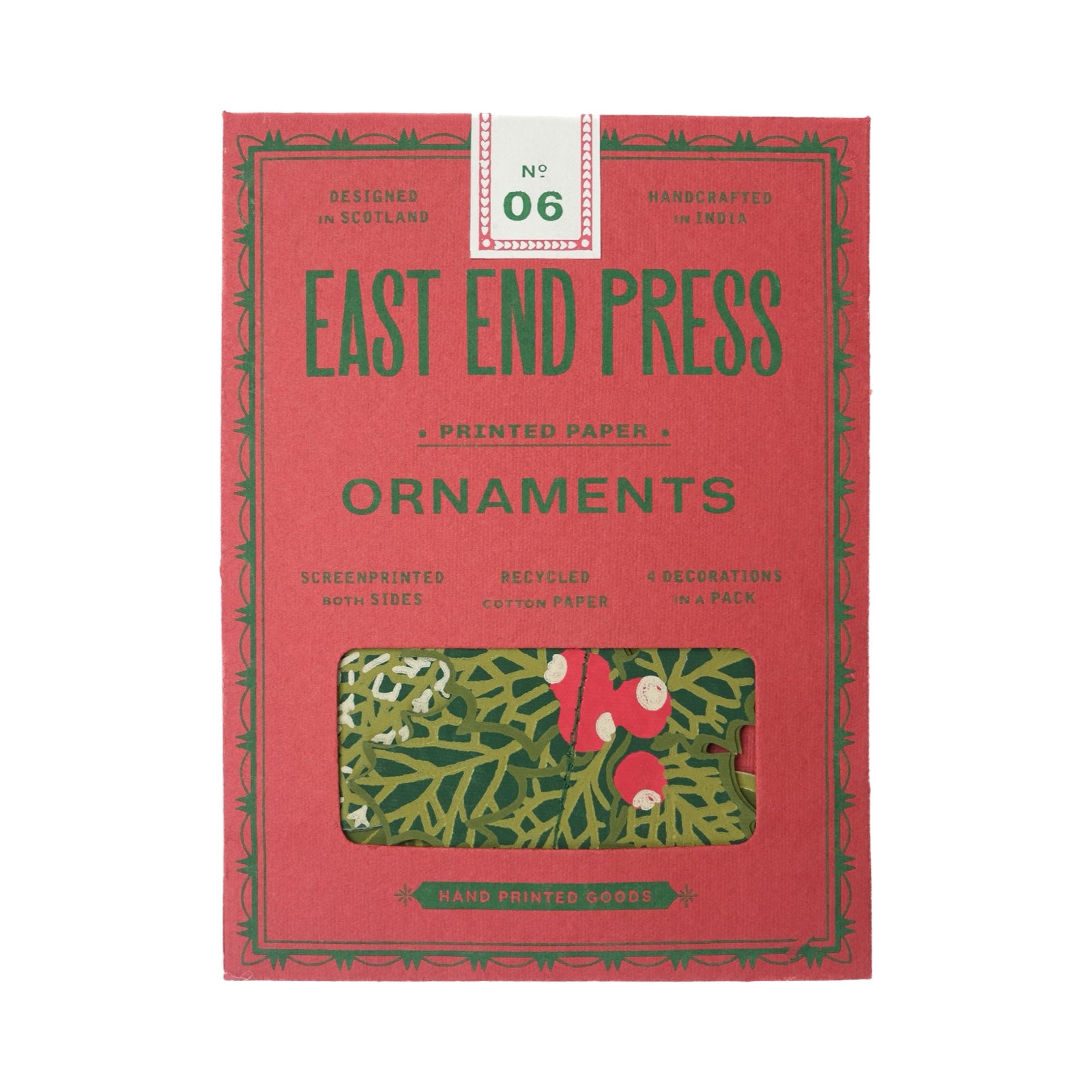 A red rectangular packet for winter foliage paper decorations.