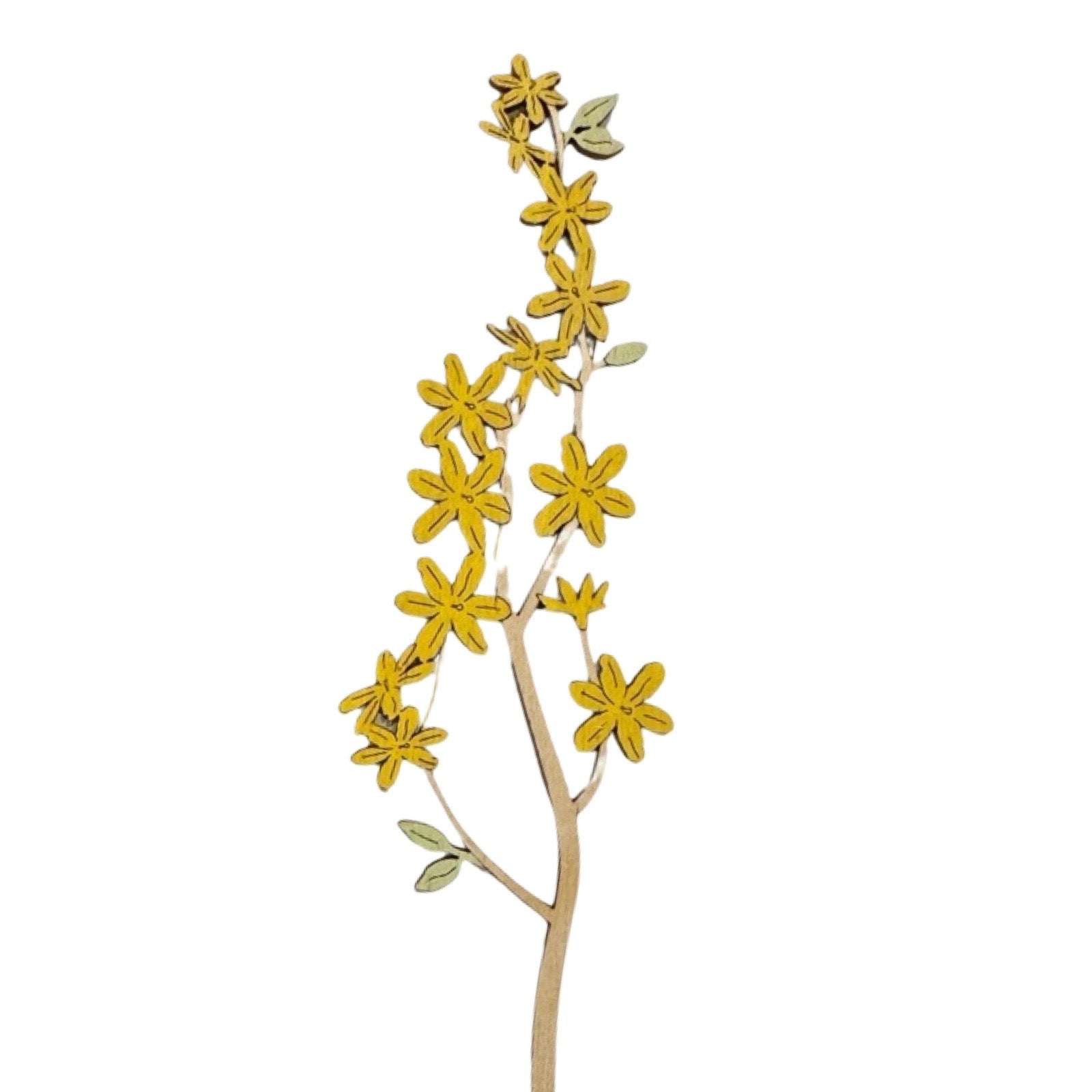 Decorative wooden yellow flower on a white background.