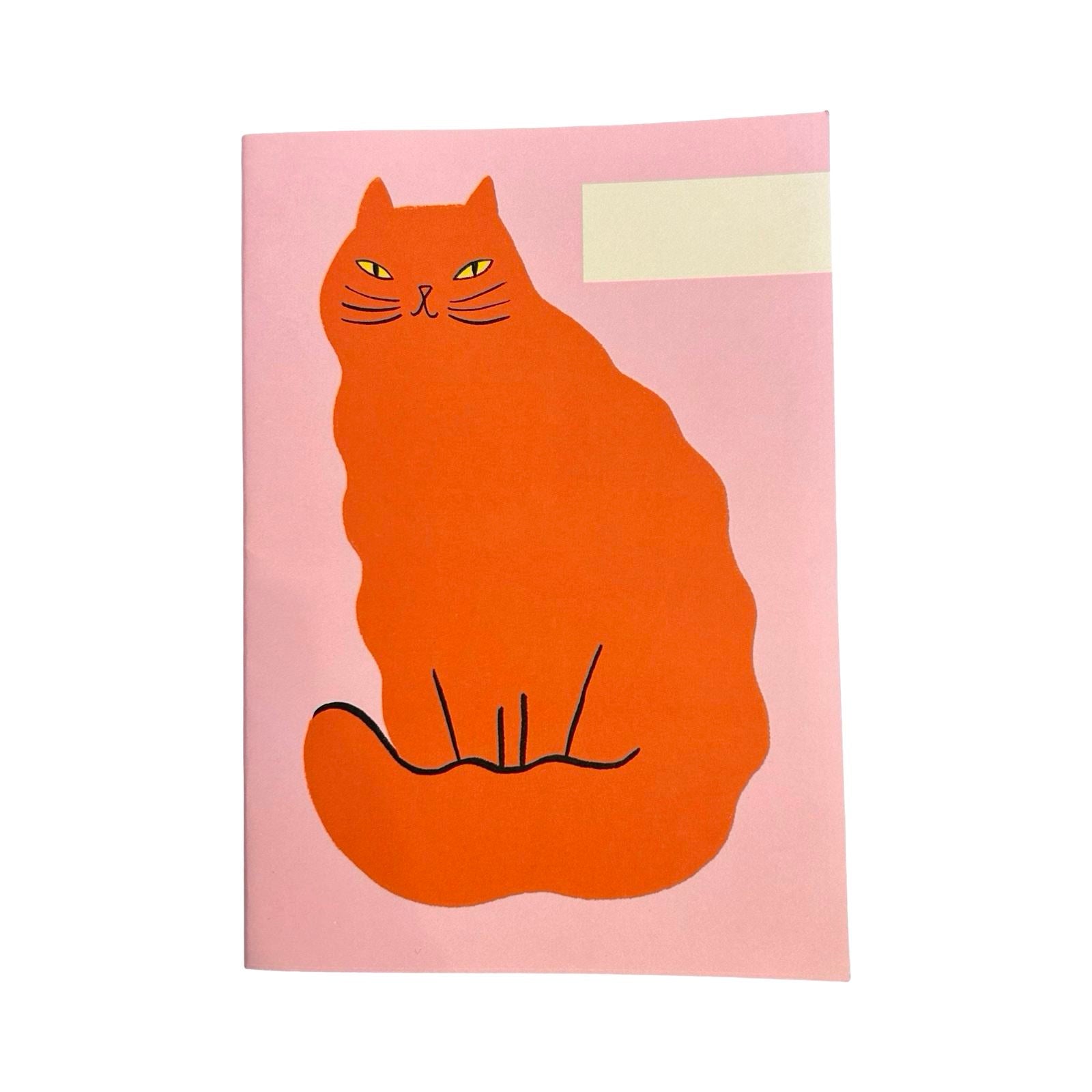 These gorgeous notebooks feature a big orange wobbly cat against a pale pink background.