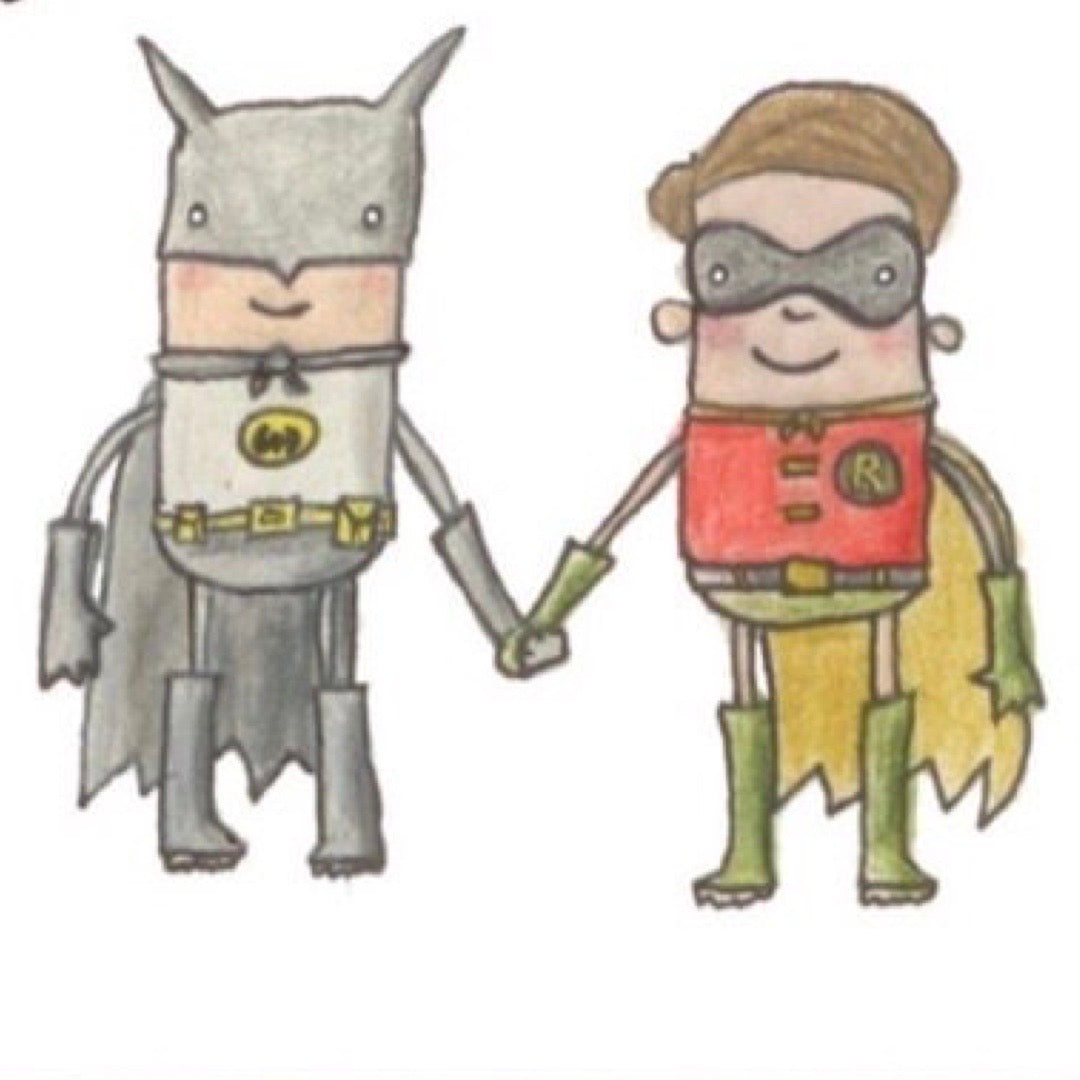 Friendship card featuring an illustration of Batman and Robin.