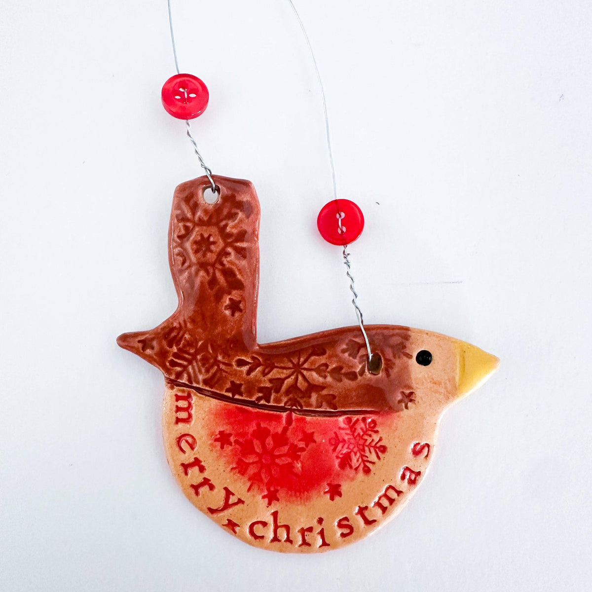 Merry Christmas Robin Ceramic Decoration