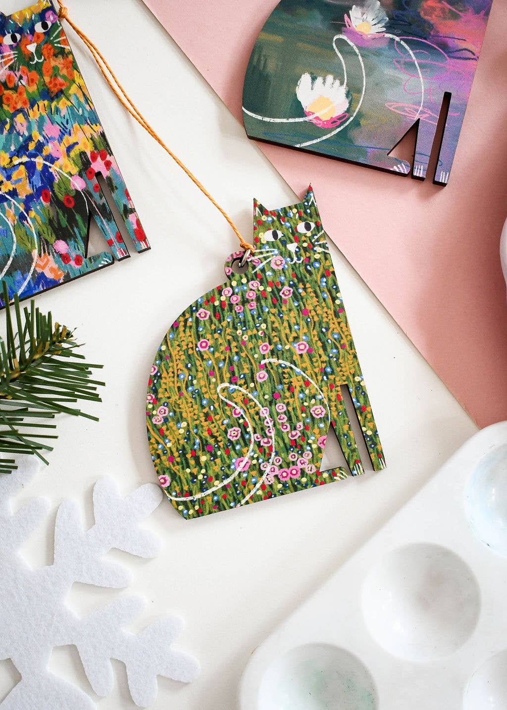 Guscat Klimt Wooden Cat Decoration 