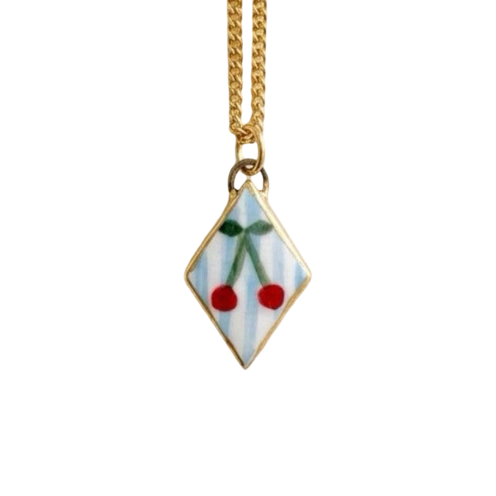 Cherries Ceramic Charm Necklace