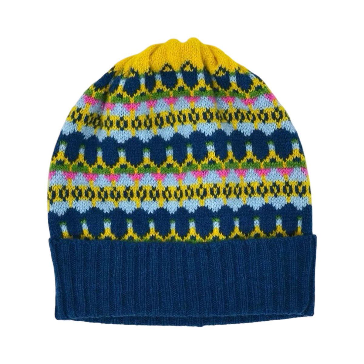 Yellow and Blue Land Lambswool Beanie Hat