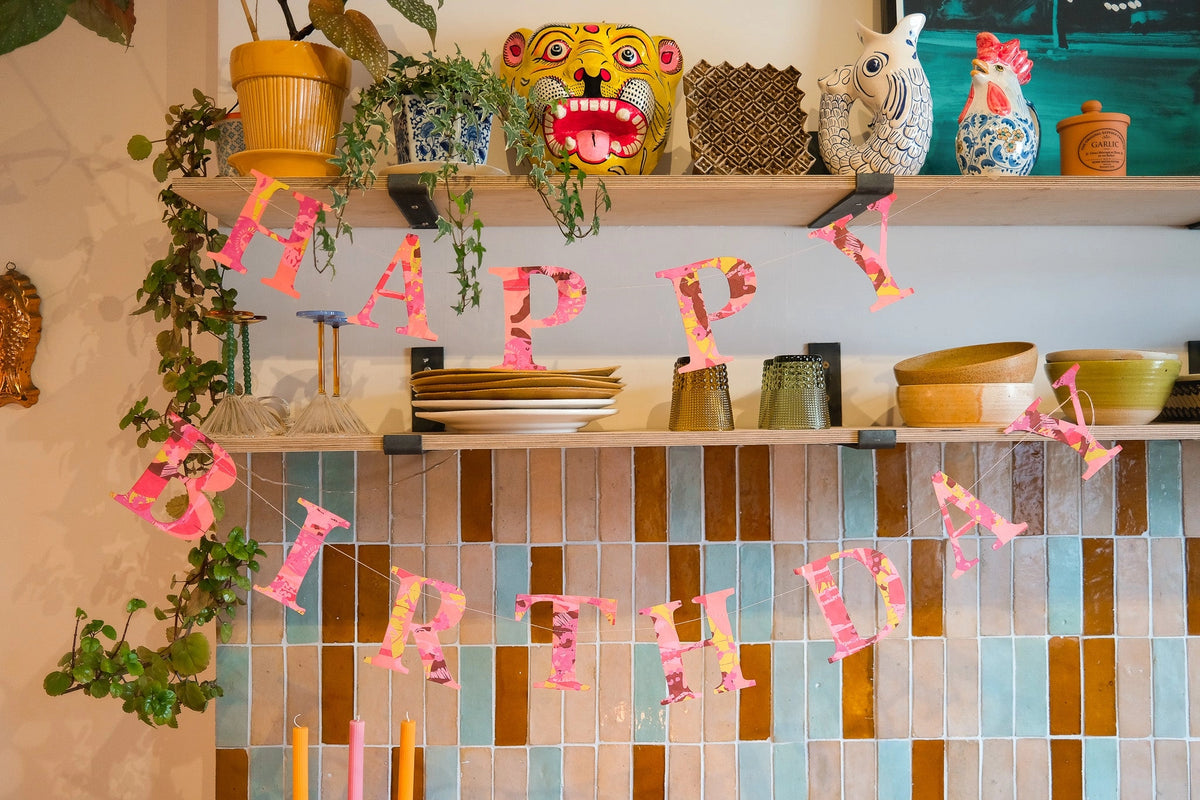 Happy Birthday Paper Garland Red