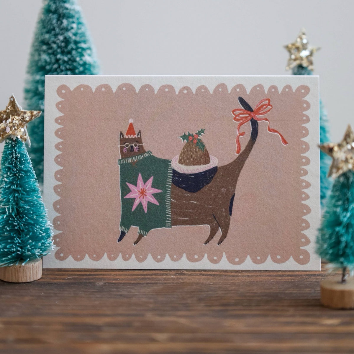 Festive Cat Mini Christmas Card