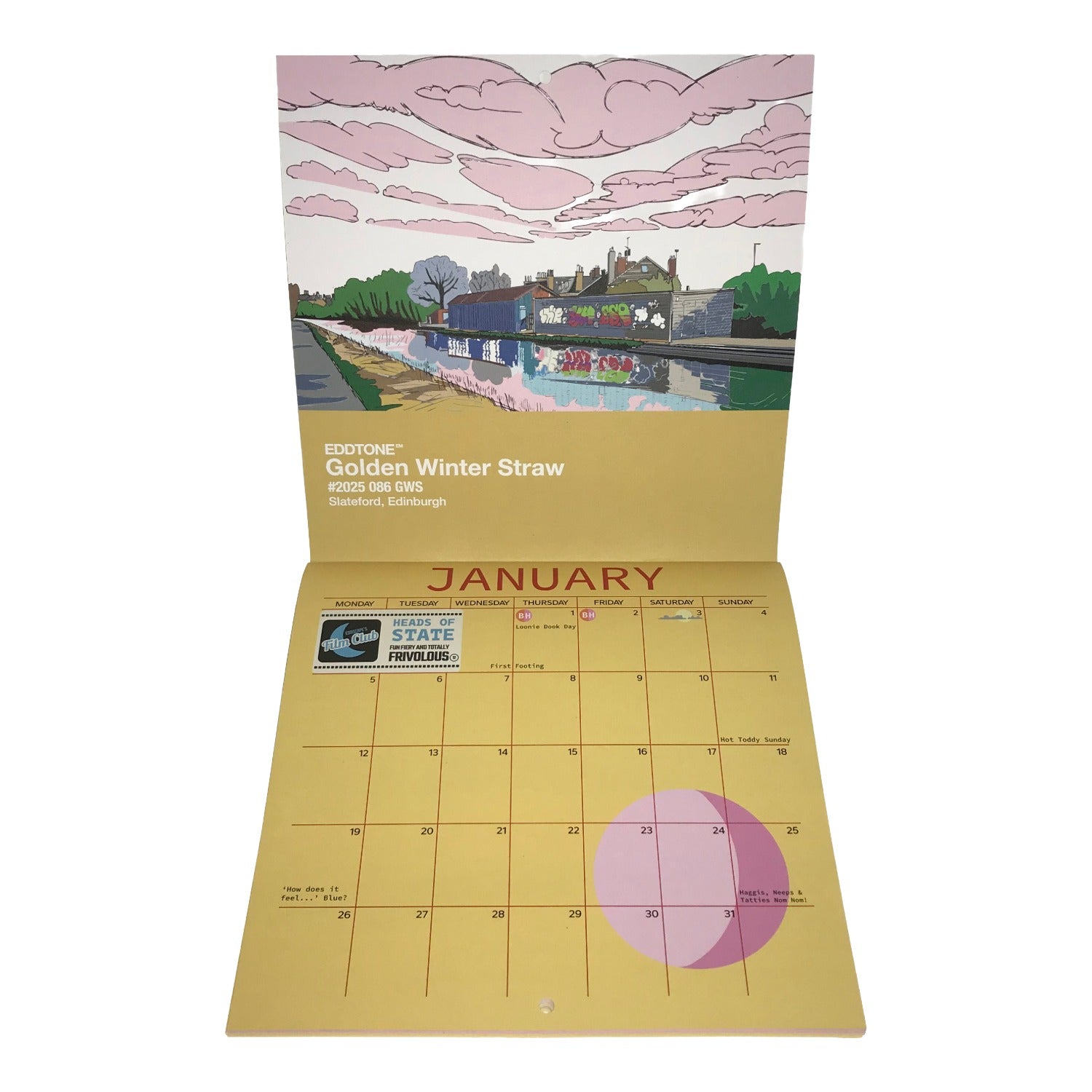 2026 Eddtone Colours Calendar - features 12 illustrations of landscapes from around Scotland