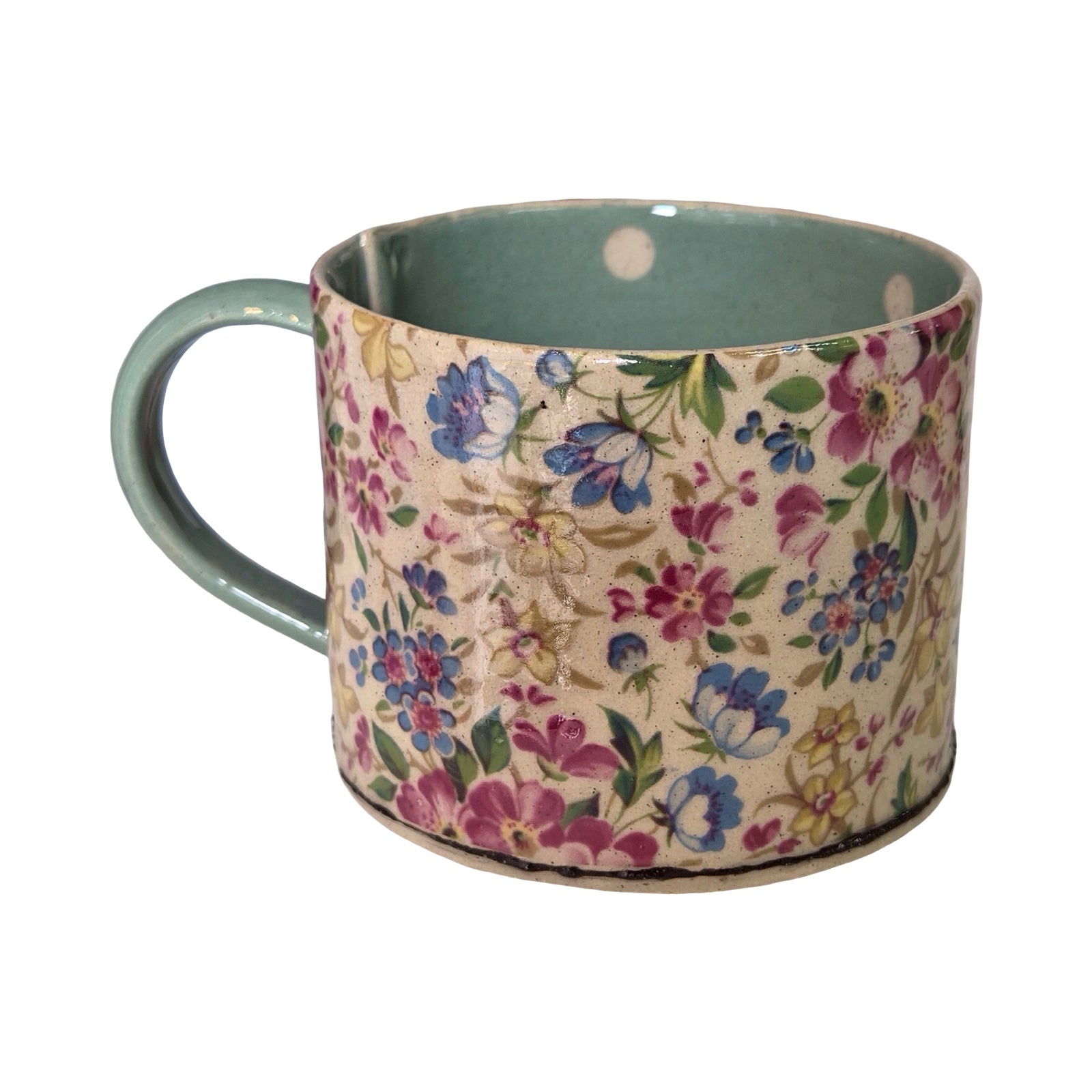 Green Floral Polka Dot Small Mug