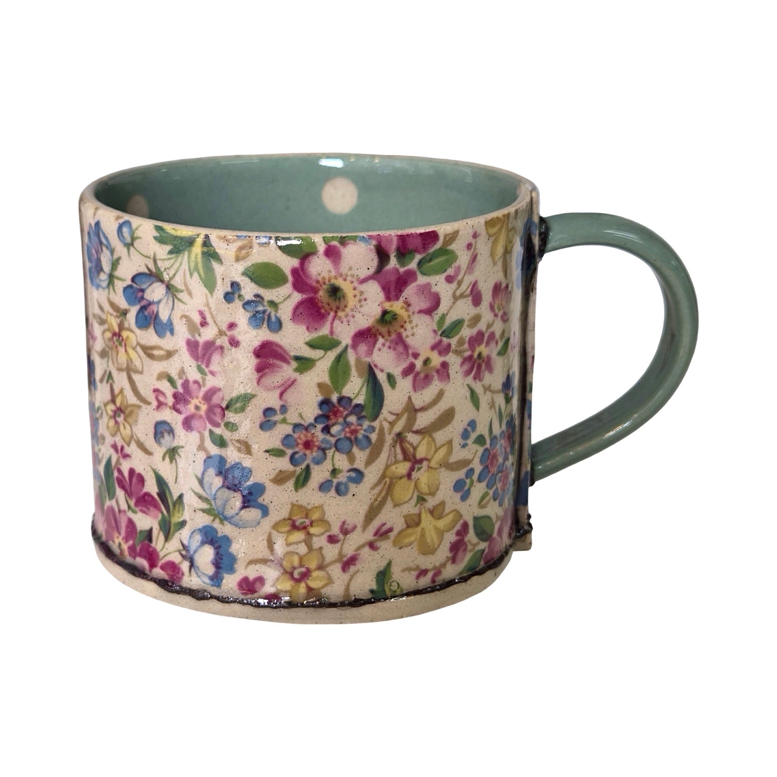 Green Floral Polka Dot Small Mug