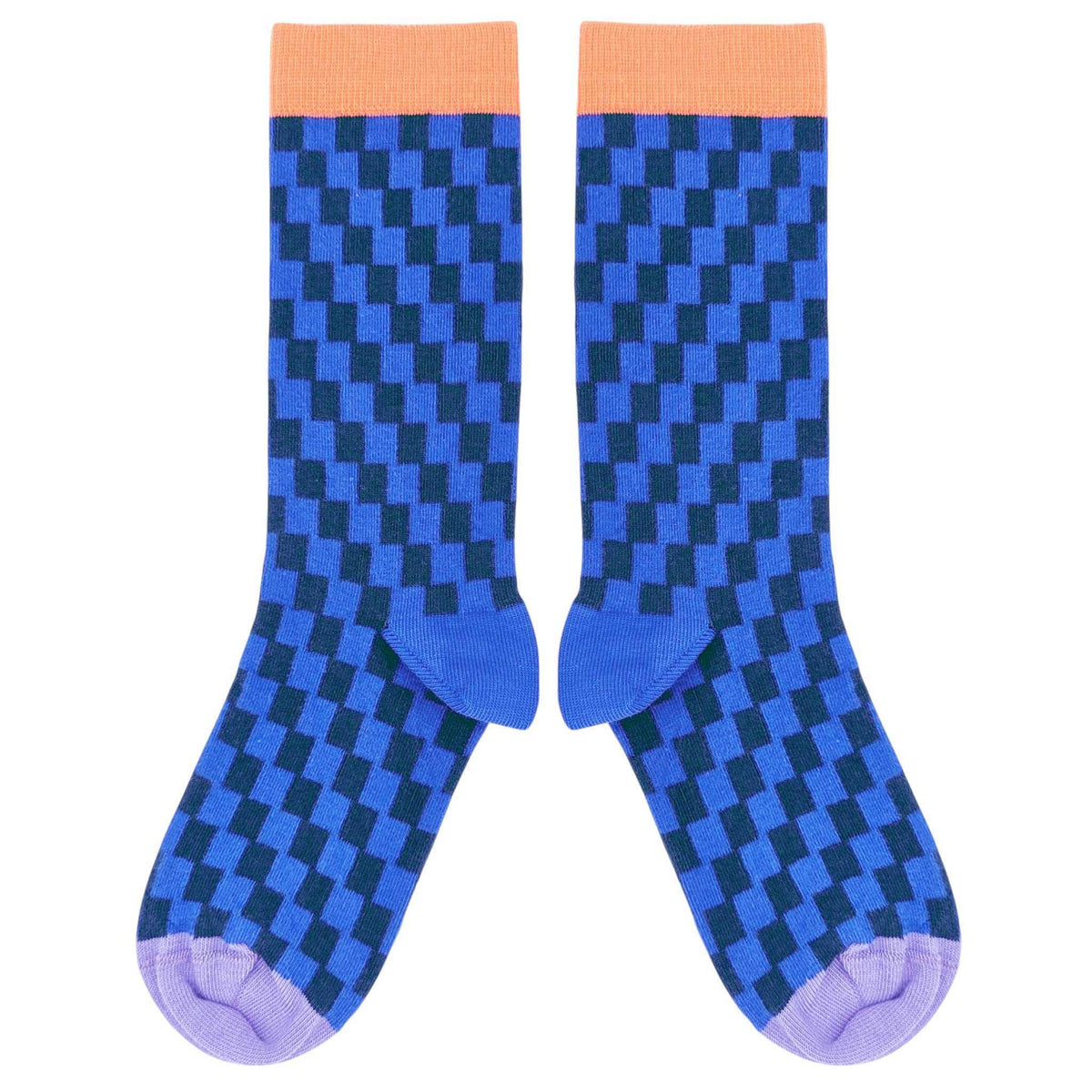 Blue Check Ladies Socks