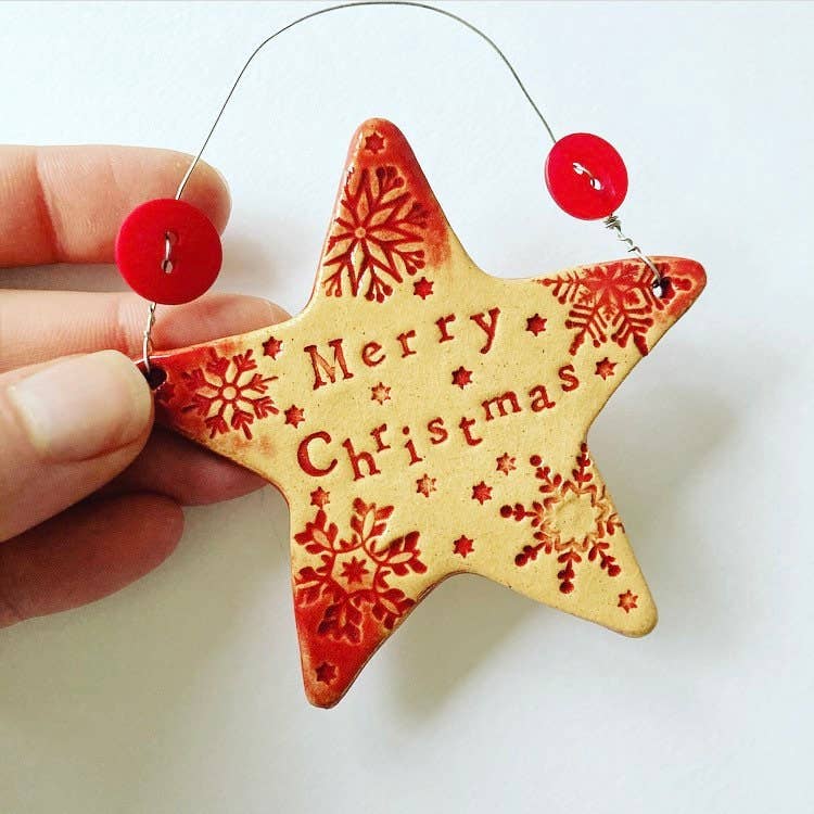 Merry Christmas Star Ceramic Decoration