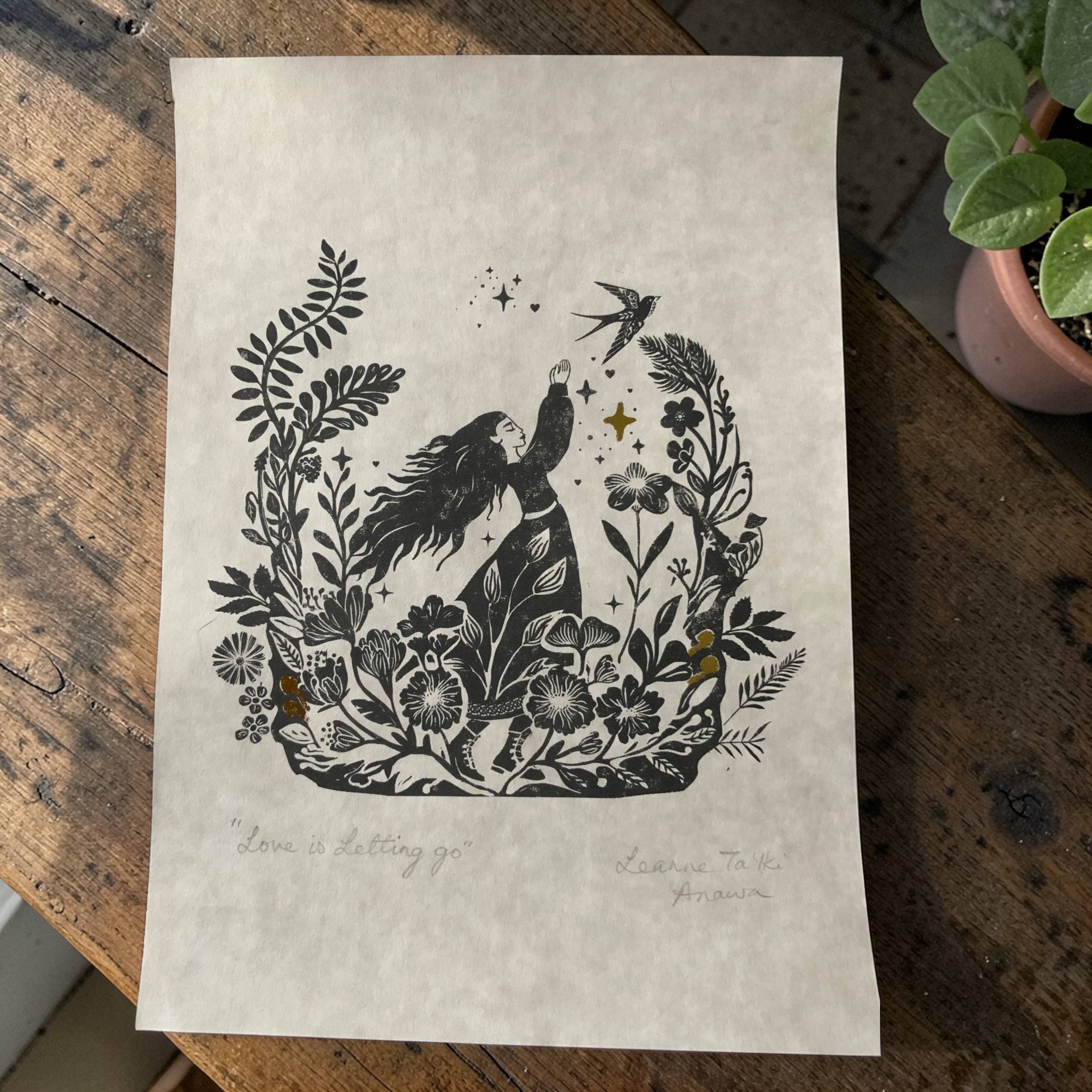 Whimsical Girl Folk Print