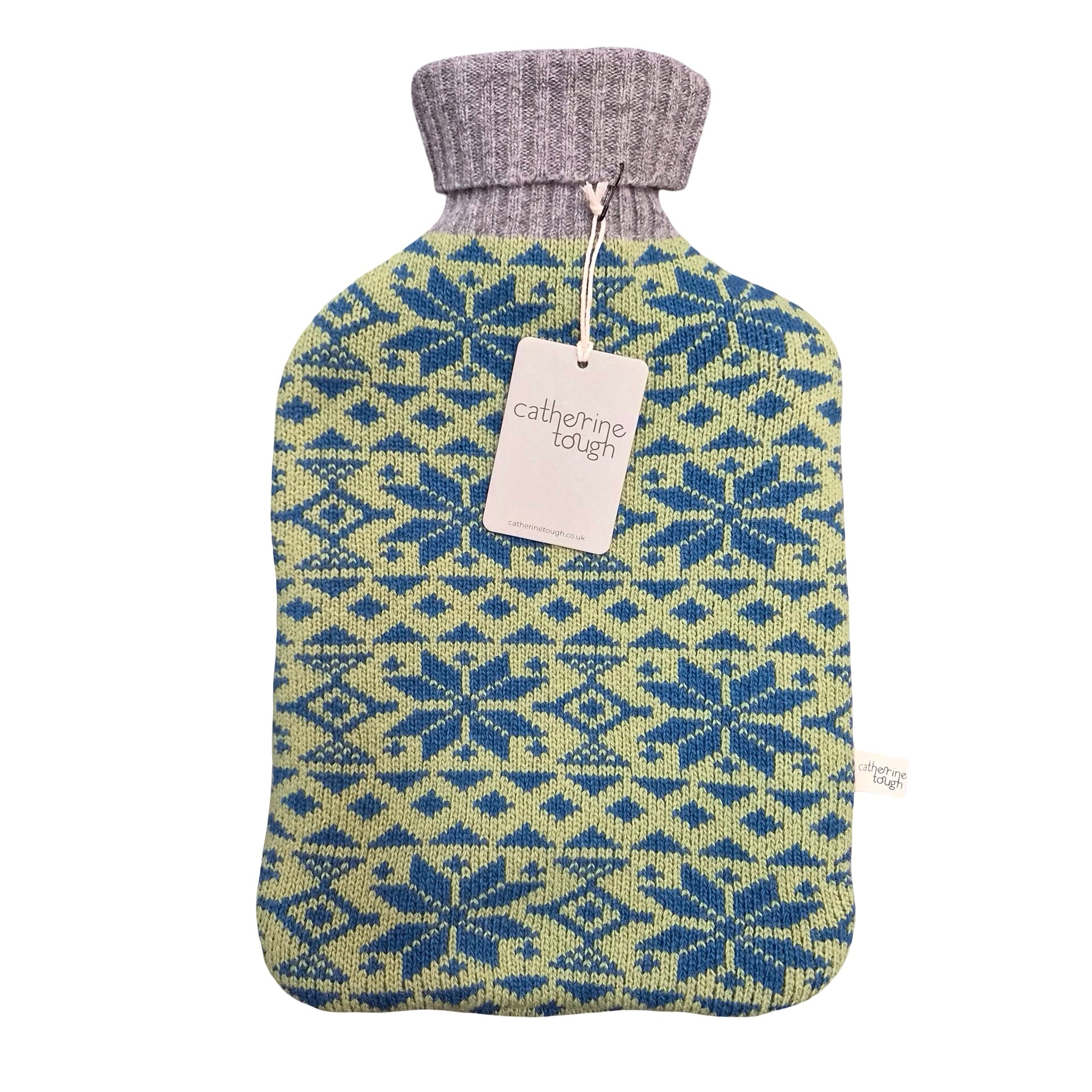 Teal Fairisle Lambswool Hot Water Bottle