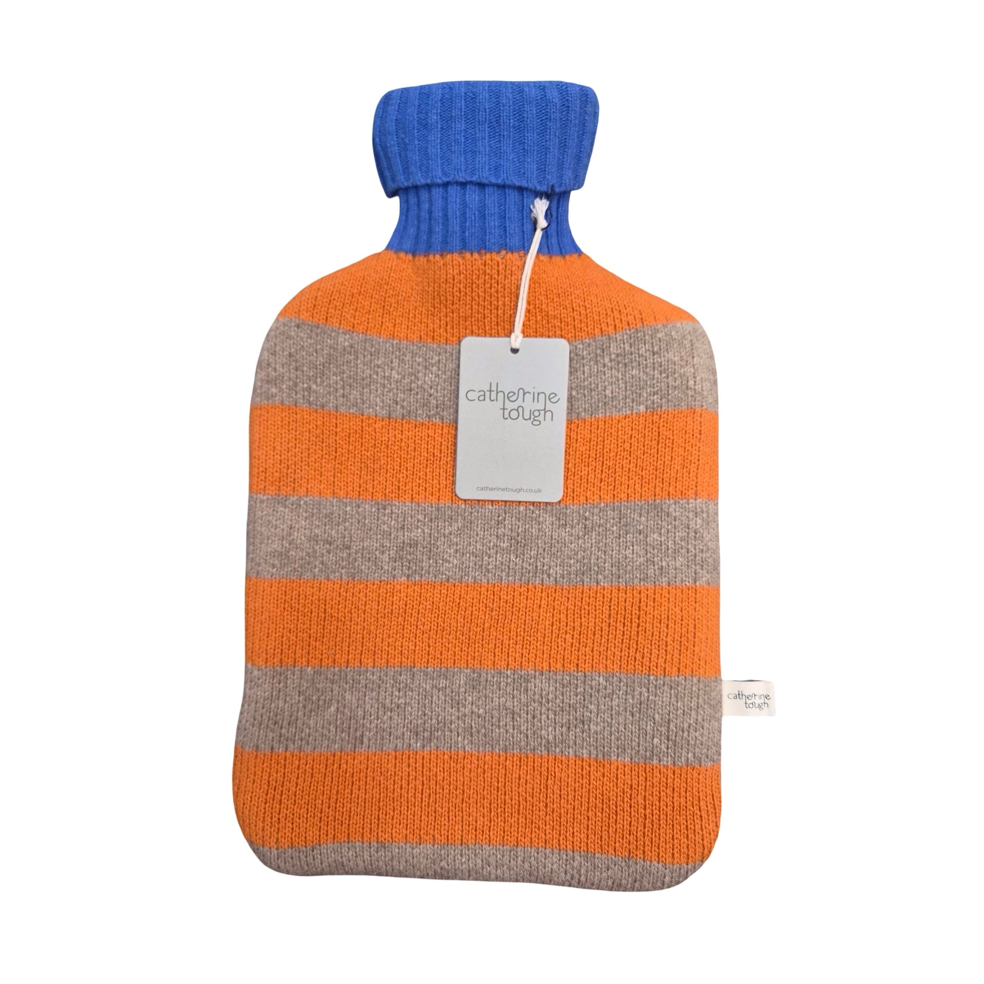Peach and Mushroom Striped Lambswool Hot Water Bottle