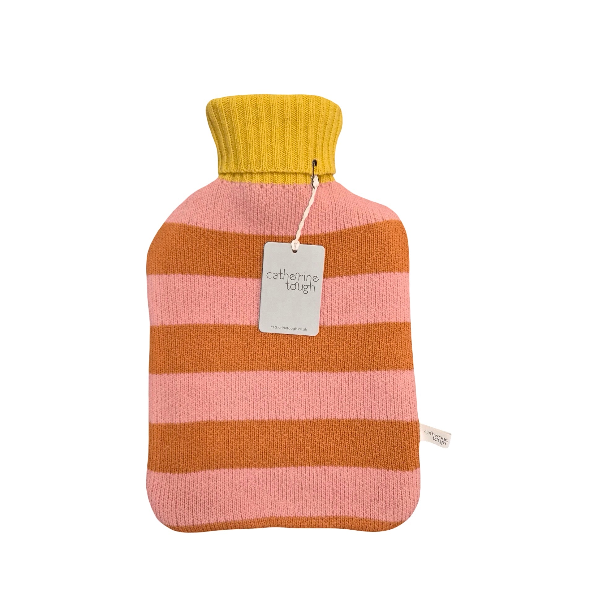 Pink Striped Lambswool Hot Water Bottle