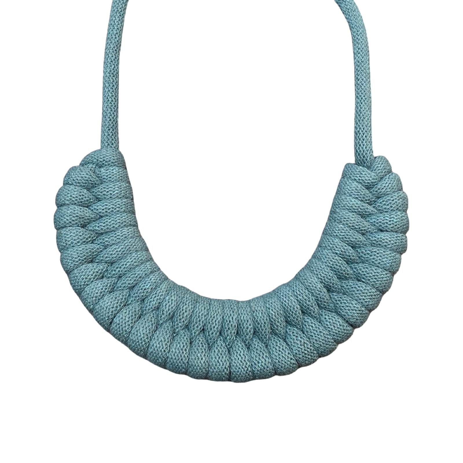Teal Knotted Cotton Cord Necklace