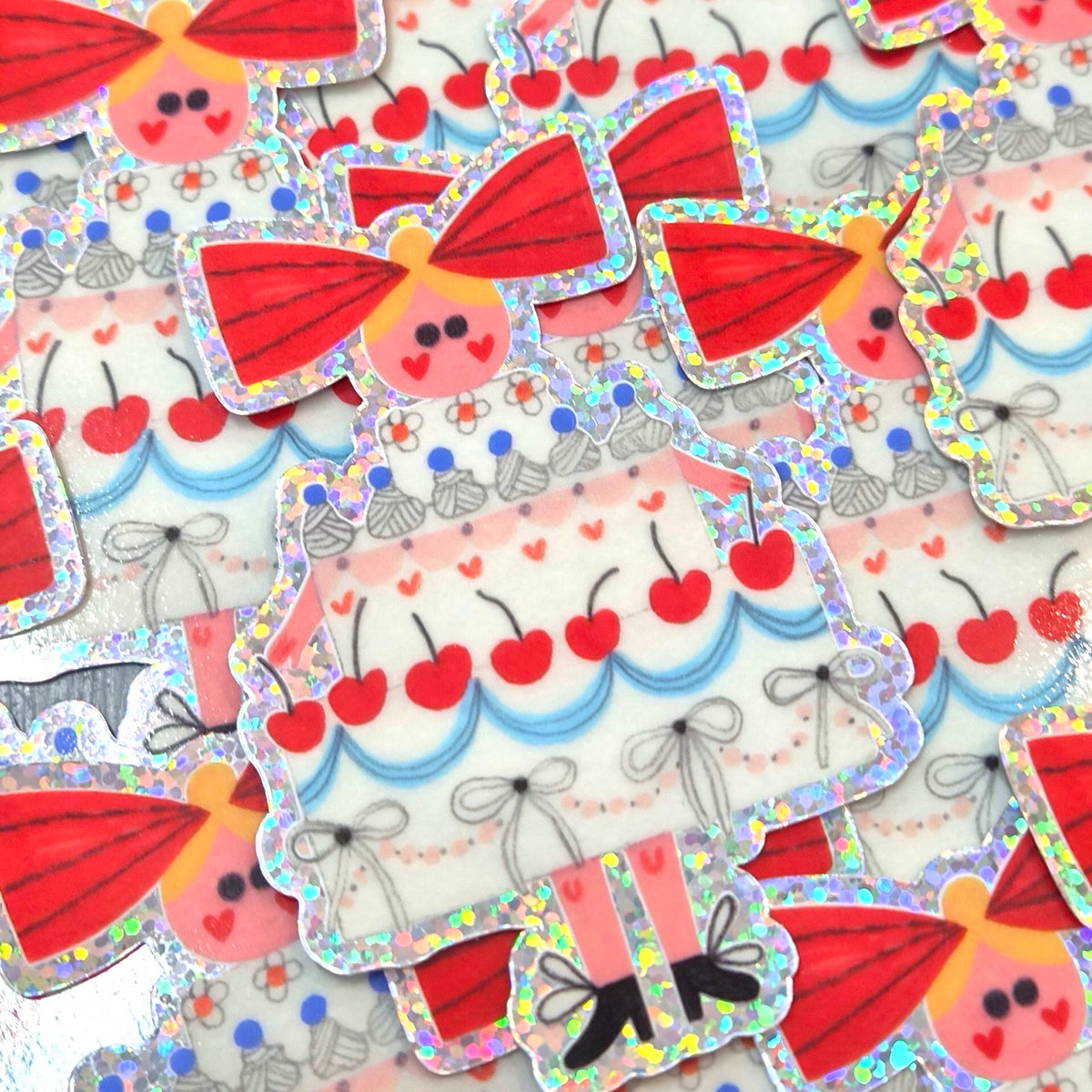 Cake Girl Glitter Sticker