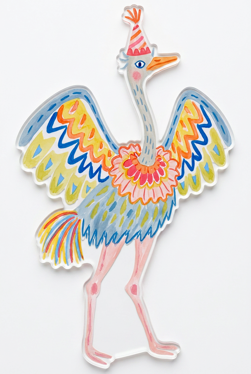 Badge or Magnet - Birthday Party Animal Ostrich Brooch Gift