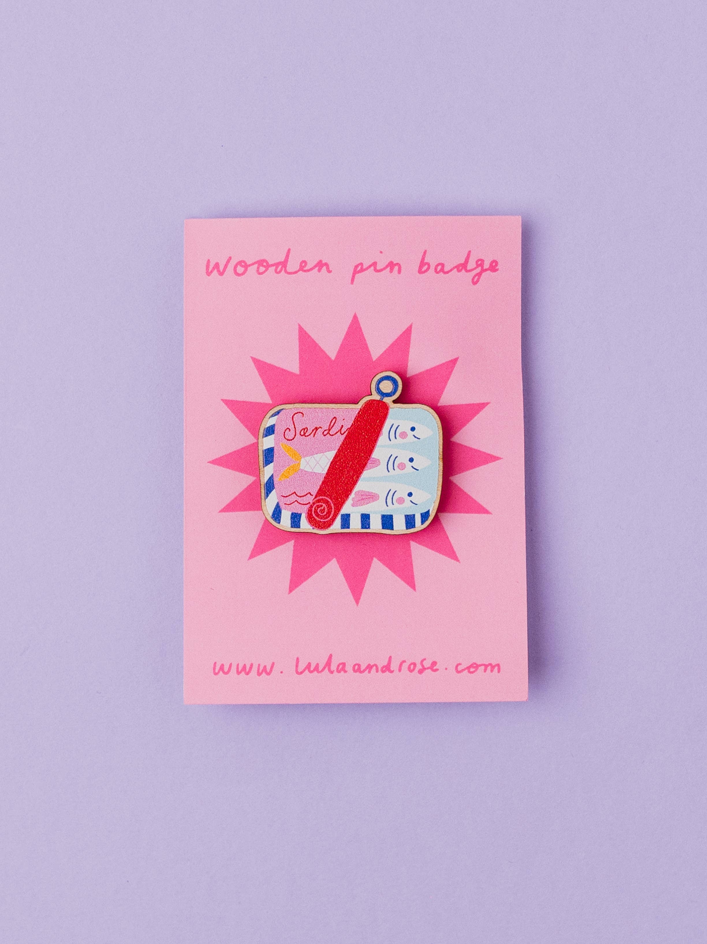 Sardines Wooden Pin Badge