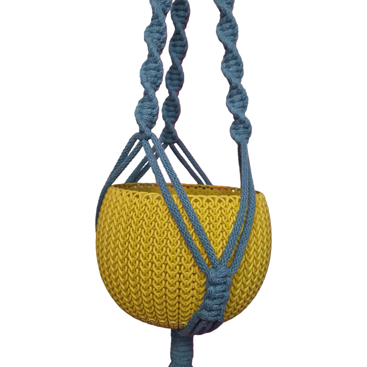 Teal Classic Macrame Plant Hanger