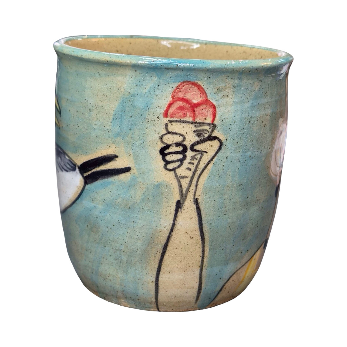 Seaside Ceramic Mug Blue and Yellow