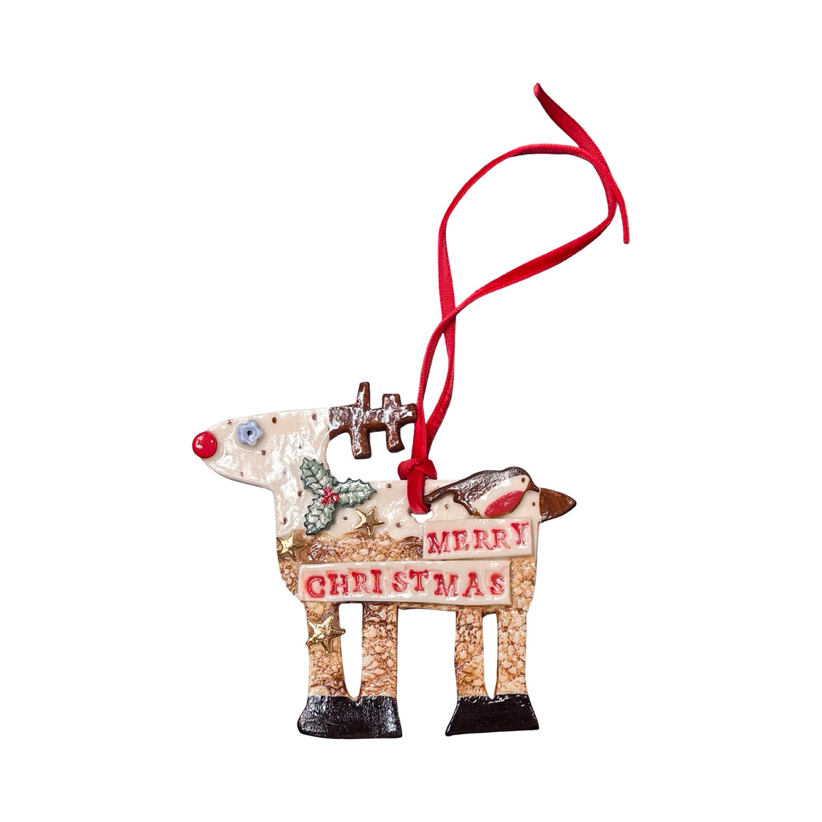 Reindeer Christmas Porcelain Decoration