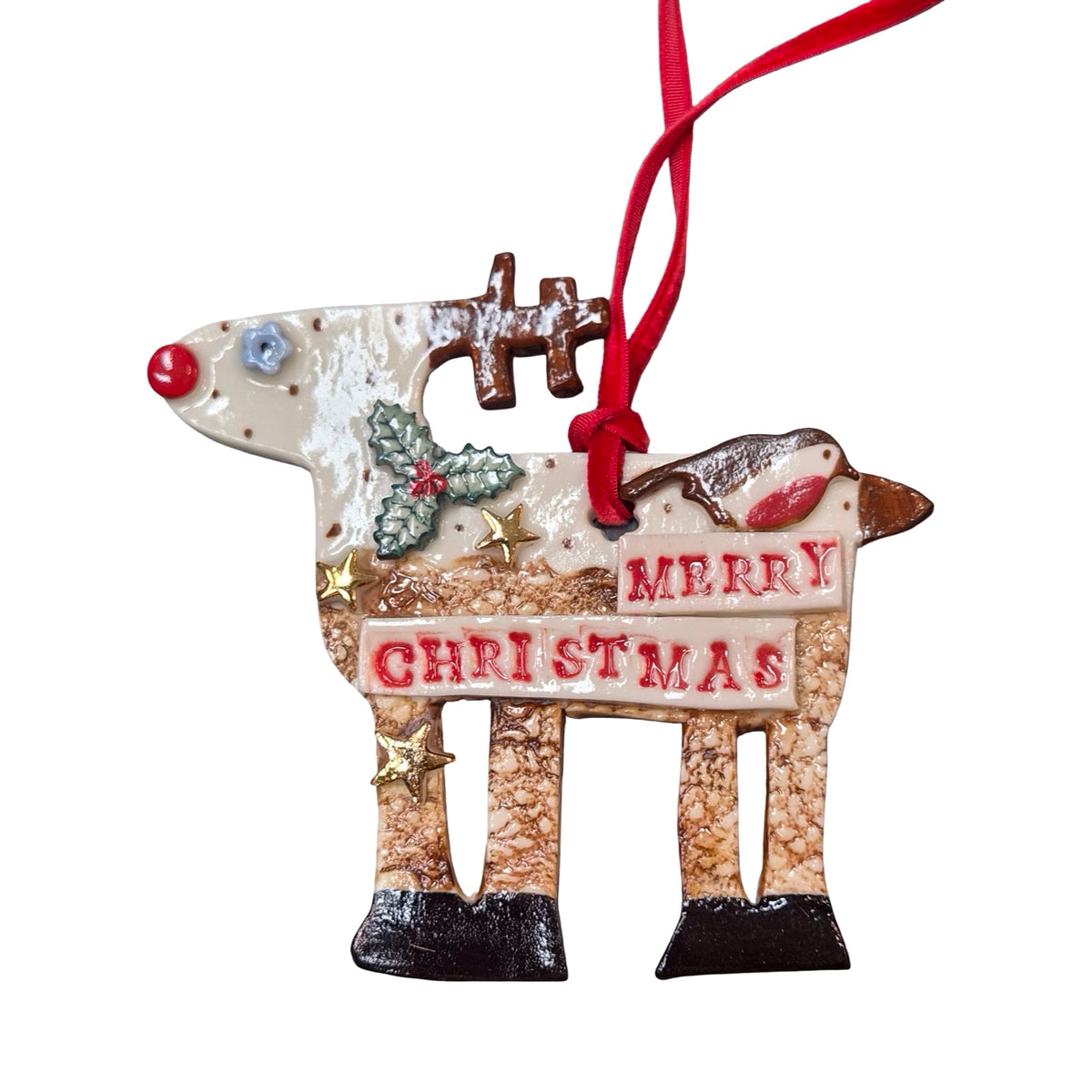 Reindeer Christmas Porcelain Decoration