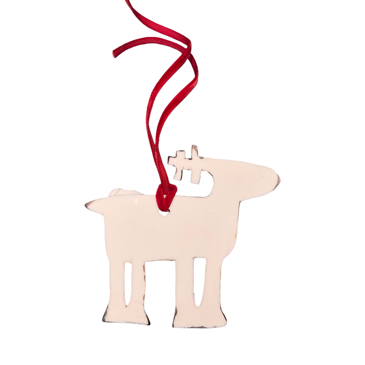 Reindeer Christmas Porcelain Decoration