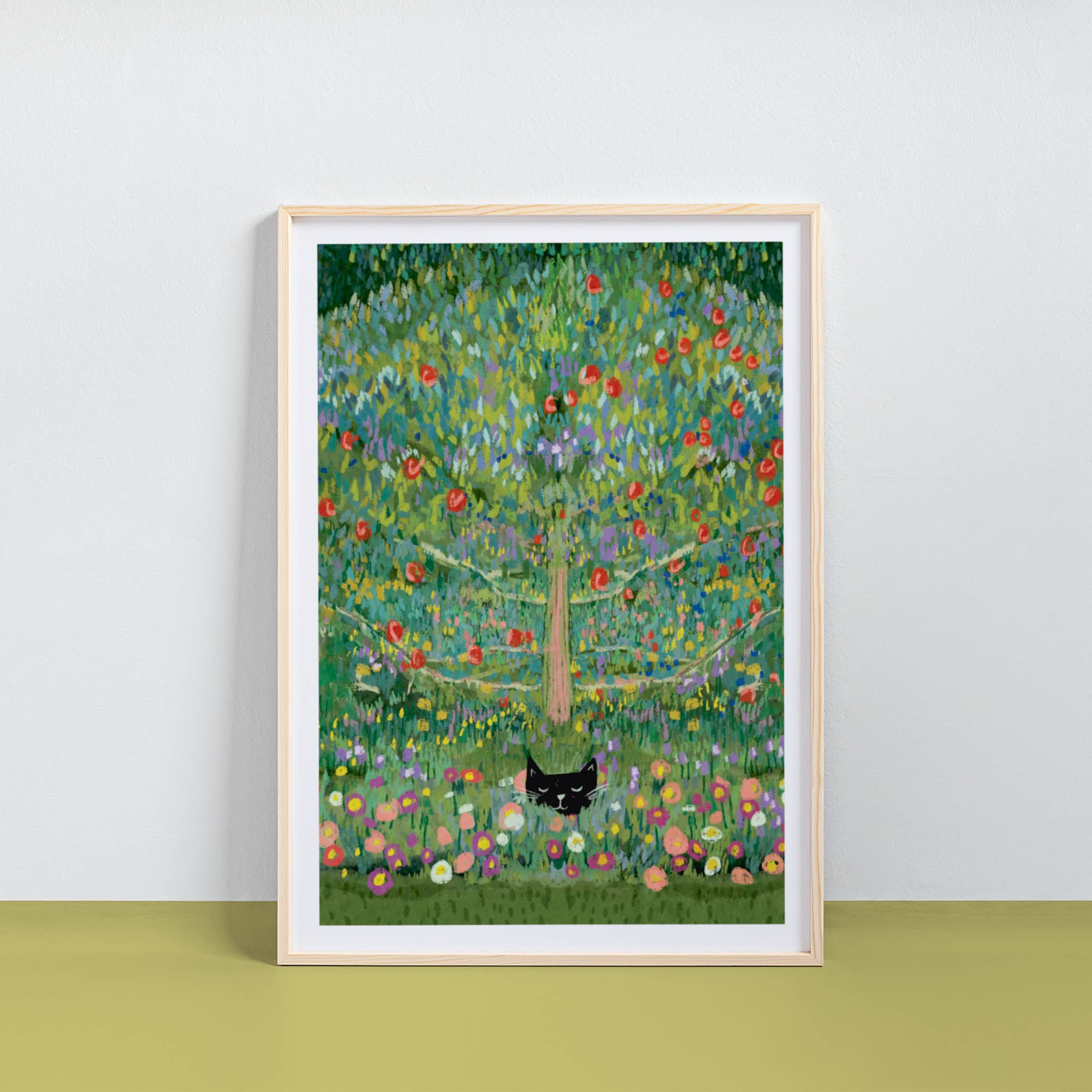 Cat Hiding in an Apple Tree Print