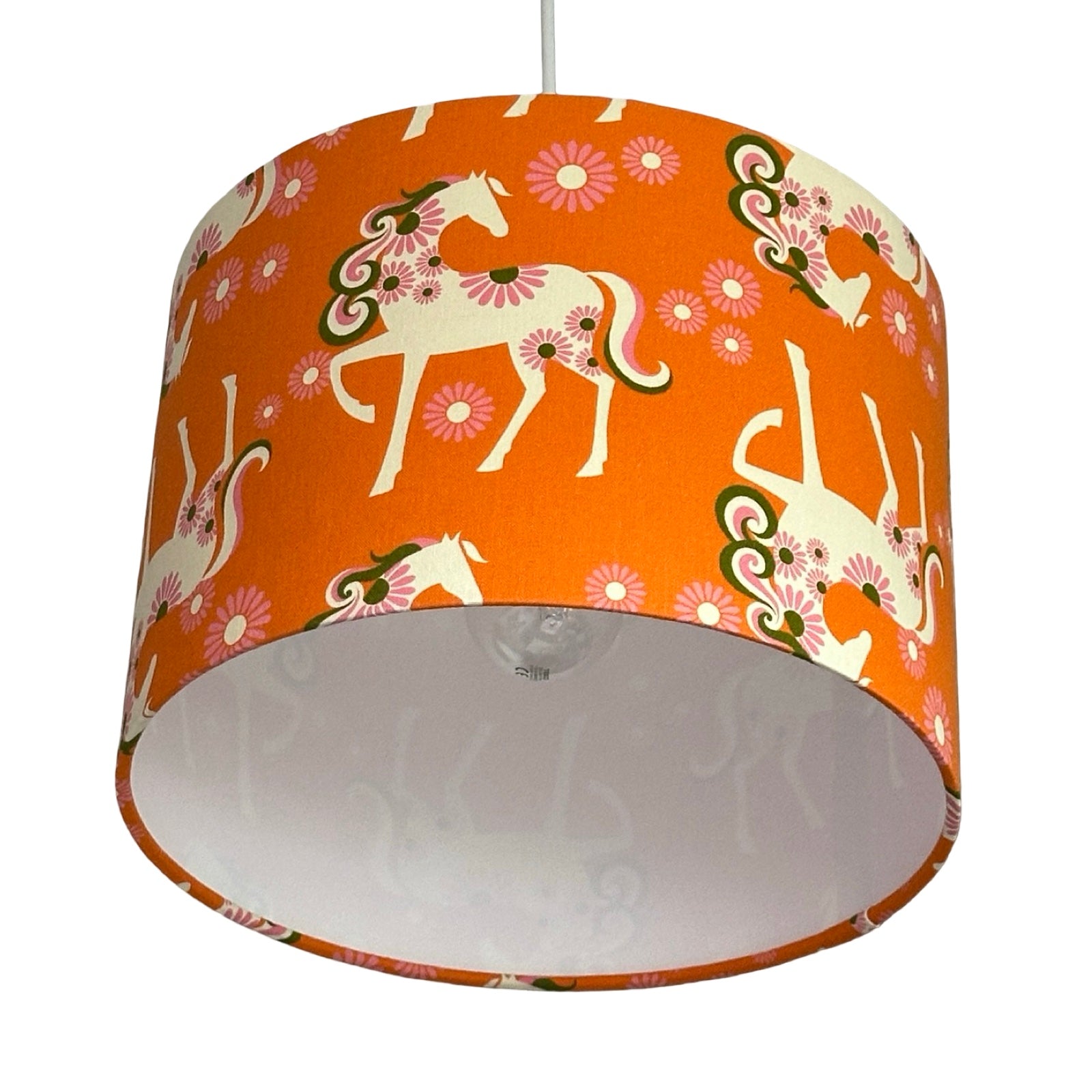 Carousel Horses Drum Lampshade Orange