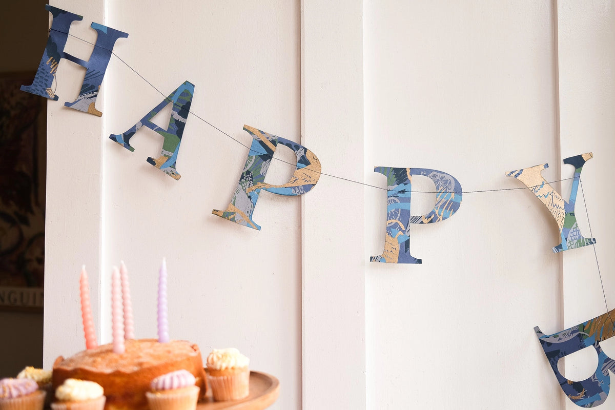 Happy Birthday Paper Garland Blue