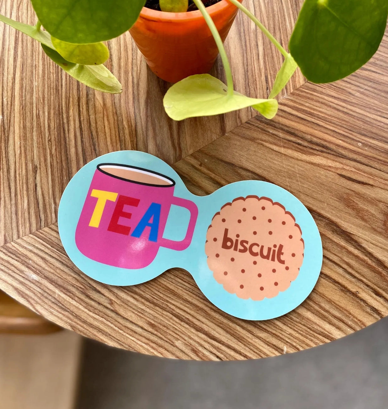 Tea and Biscuits Double Coaster Turquoise