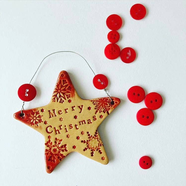 Merry Christmas Star Ceramic Decoration