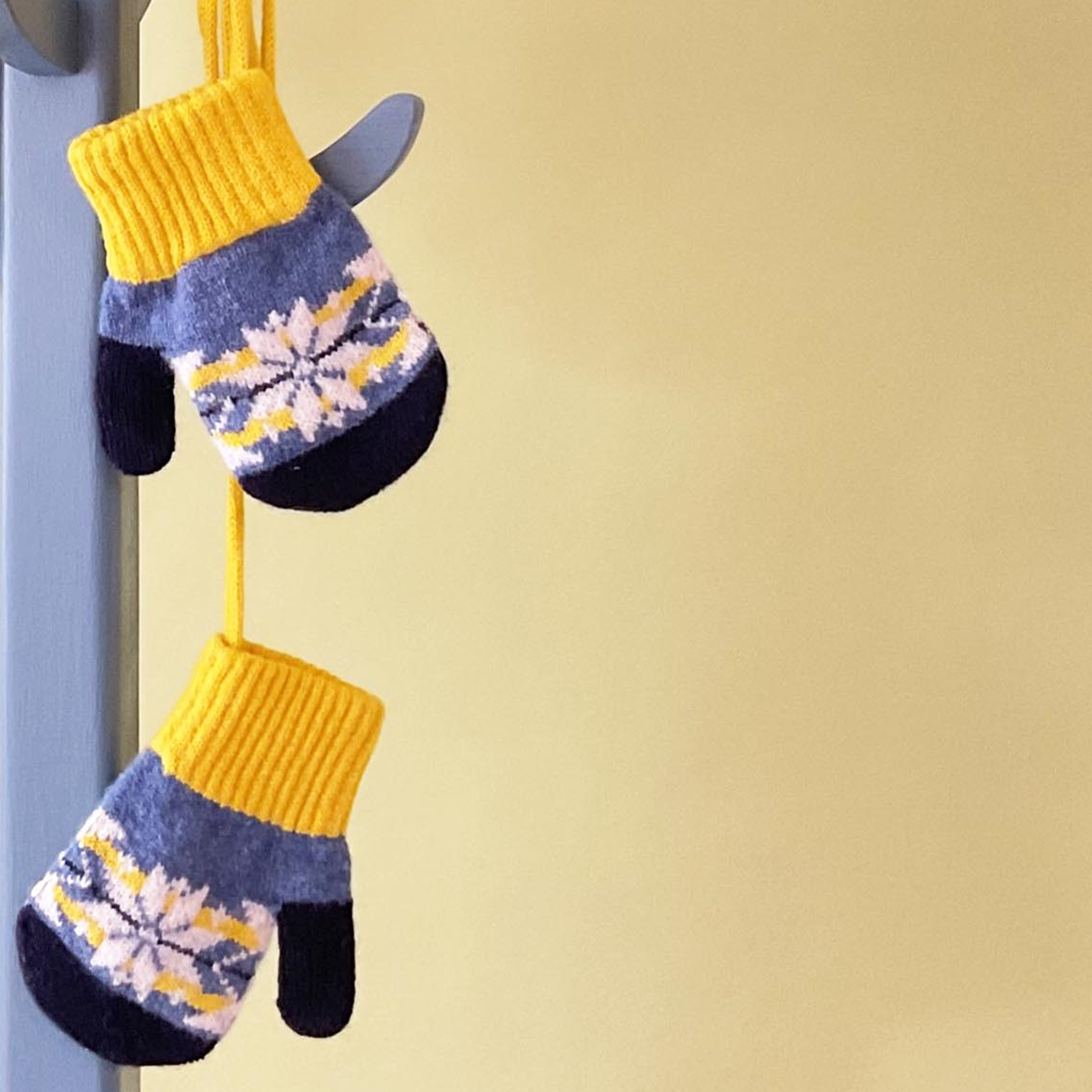 Fairisle Blue Kids' Patterned Lambswool Mittens