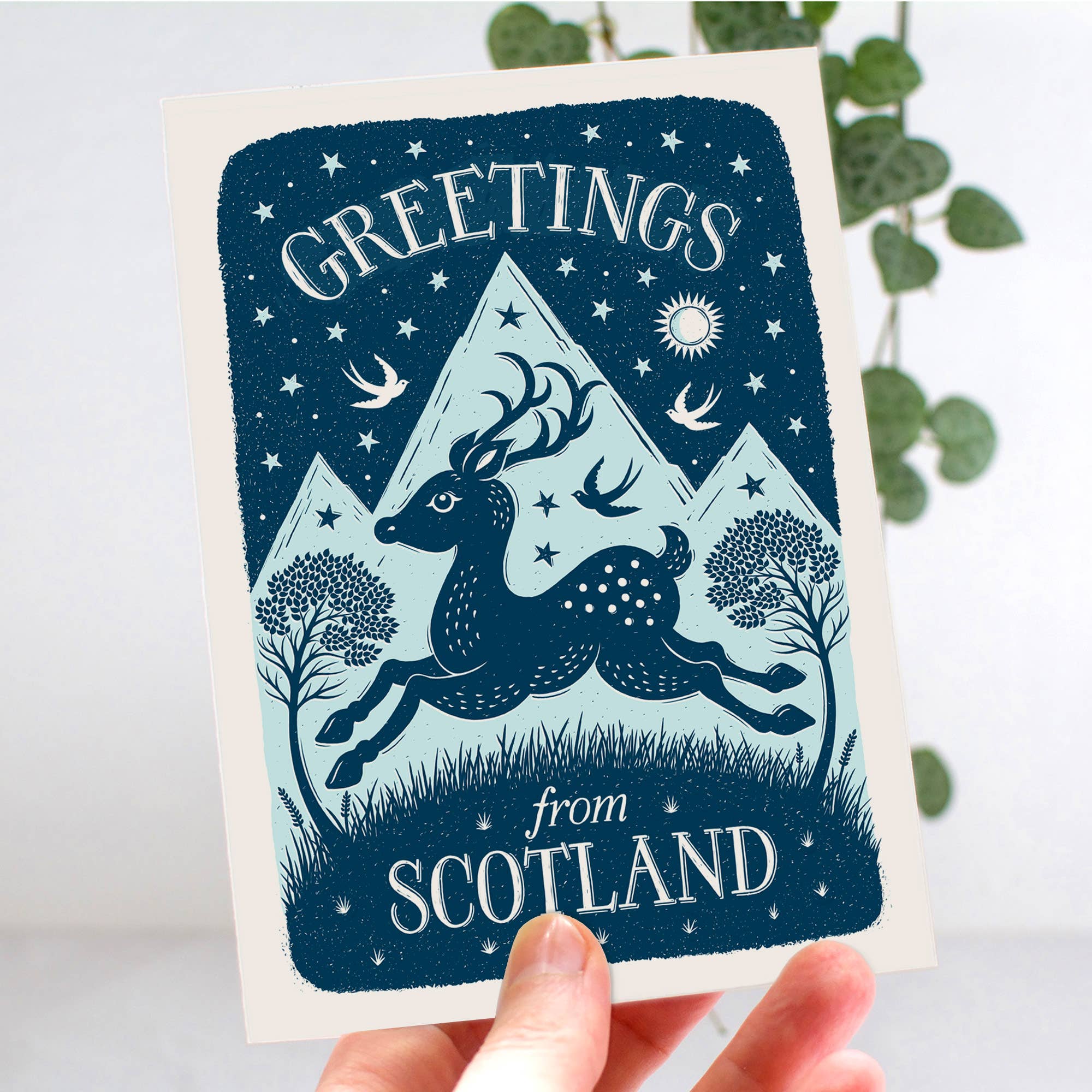 Greetings From Scotland Deer Card