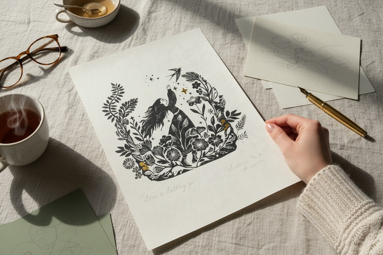 Whimsical Girl Folk Print