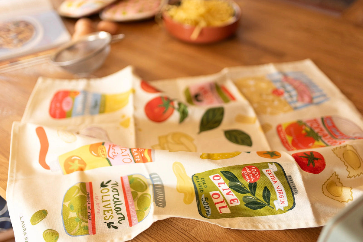 Italian Ingredients Tea Towel