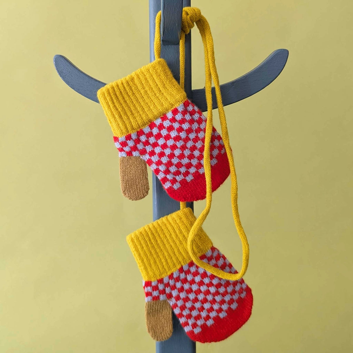 Red Check Kid's Lambswool Mittens