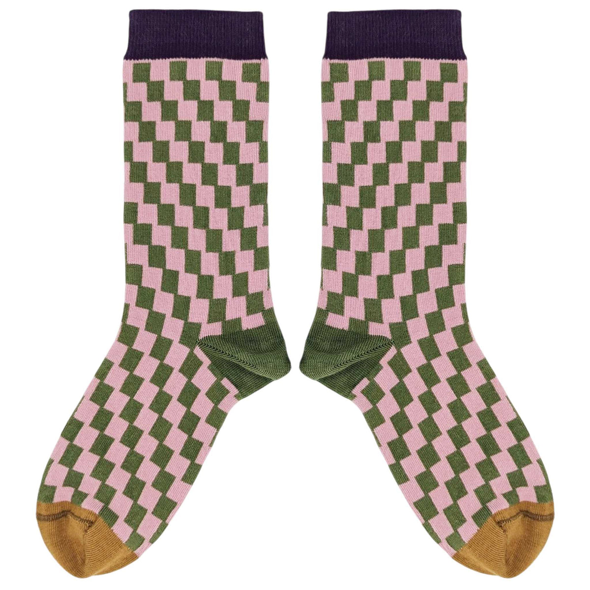 Pink Check Ladies Socks