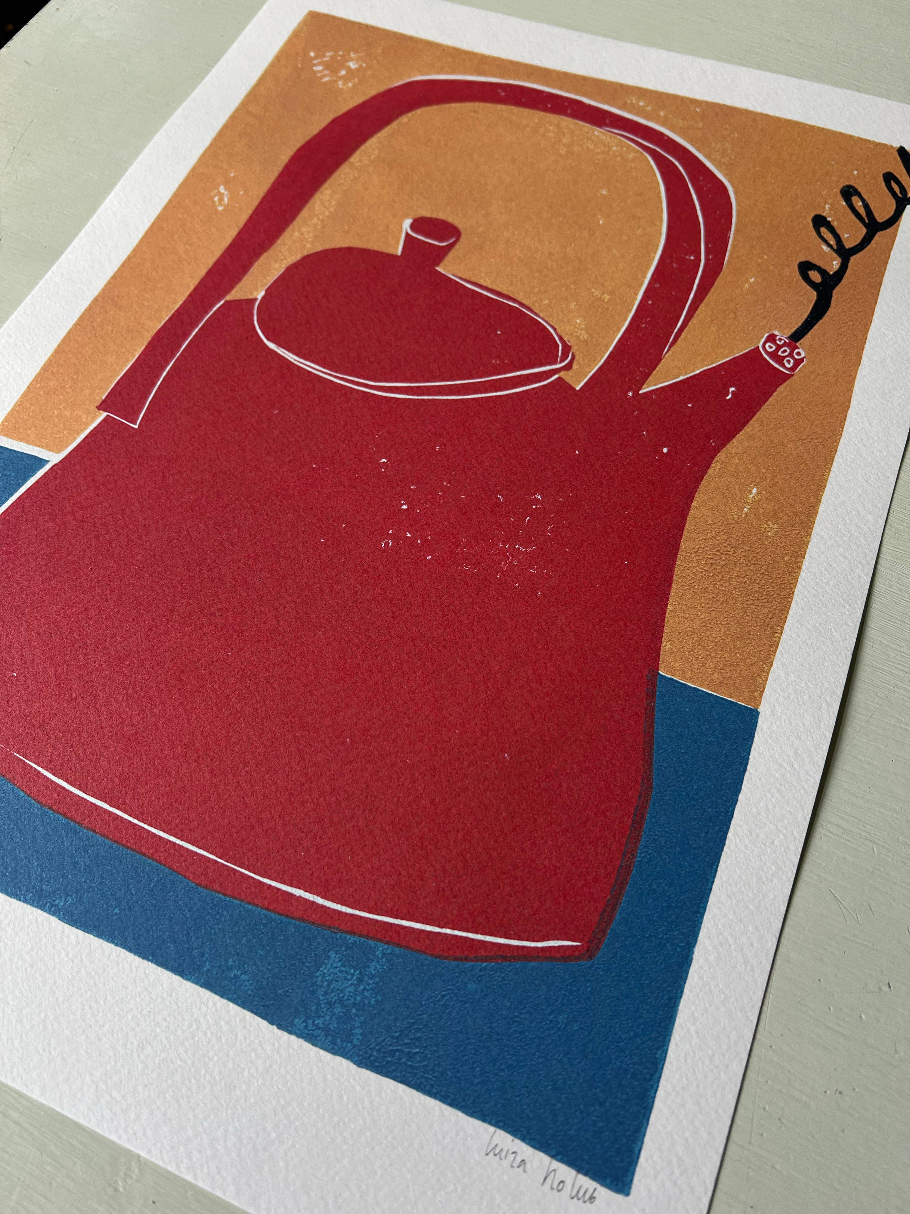 Red Teapot Print