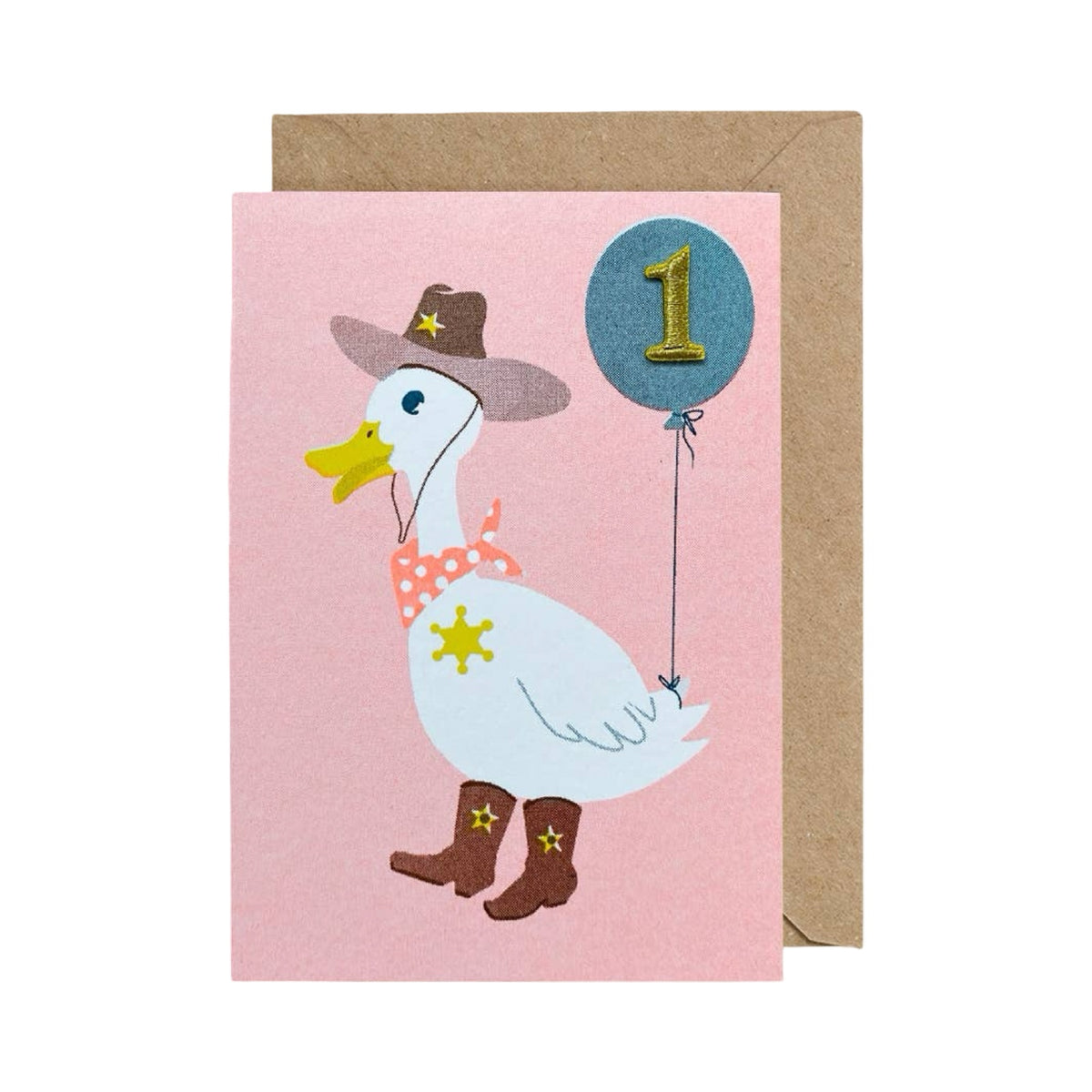 1st Birthday Card Cowboy Duck