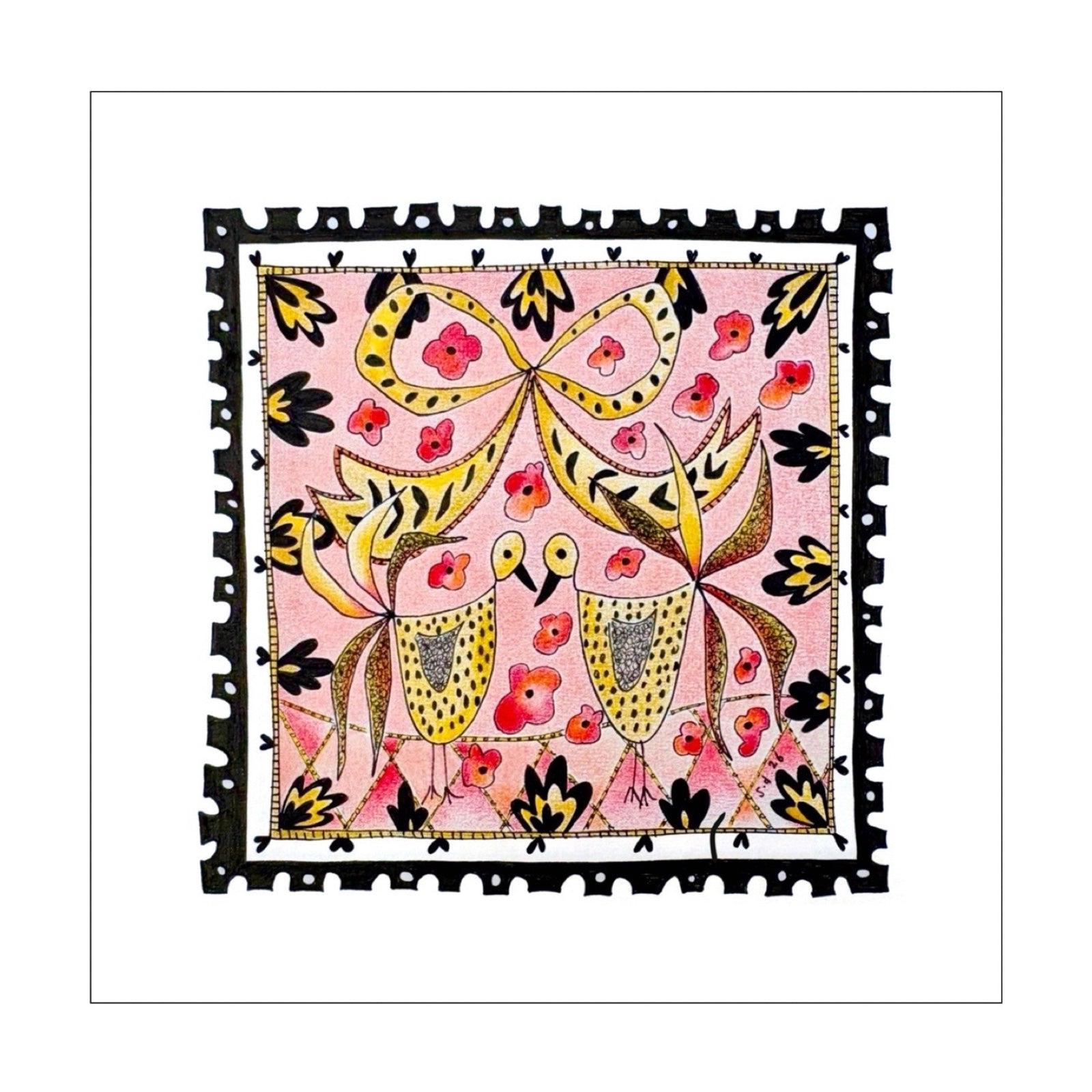 Two Birds and a Bow Print