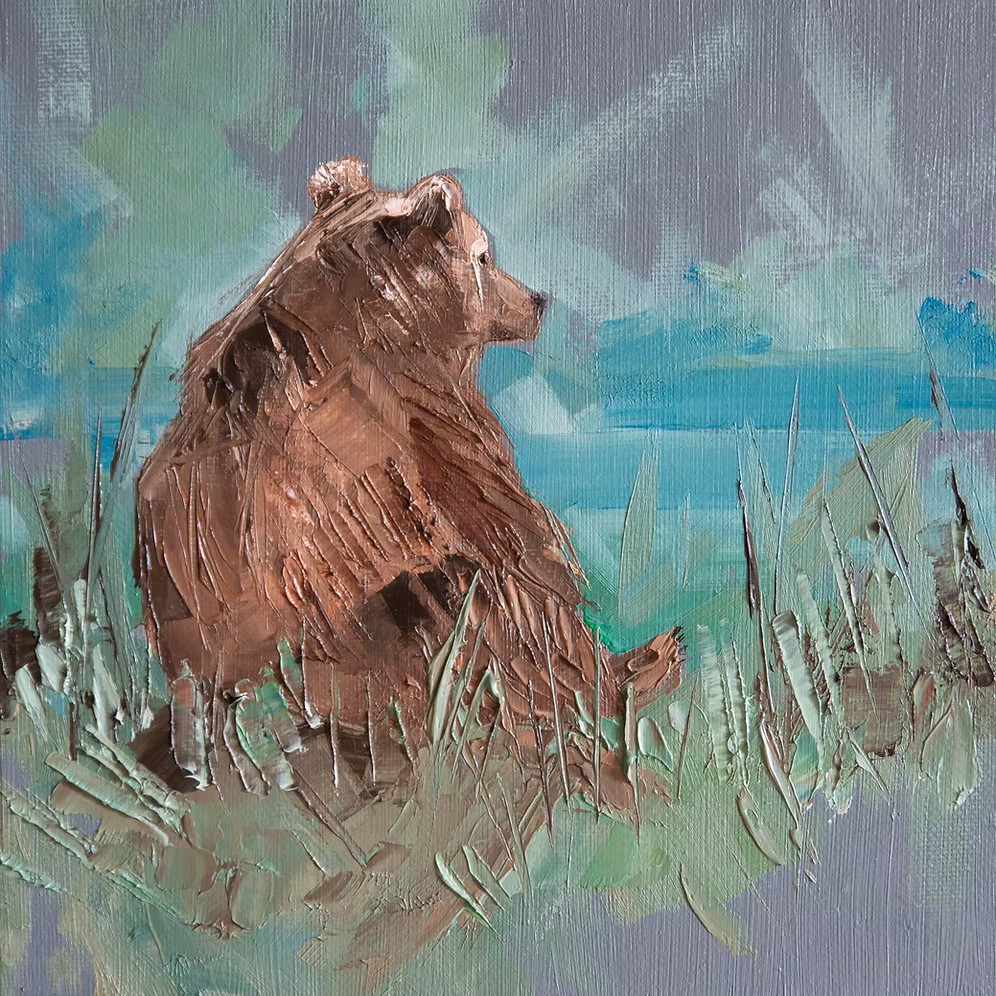 Contemplation Bear Mounted Print