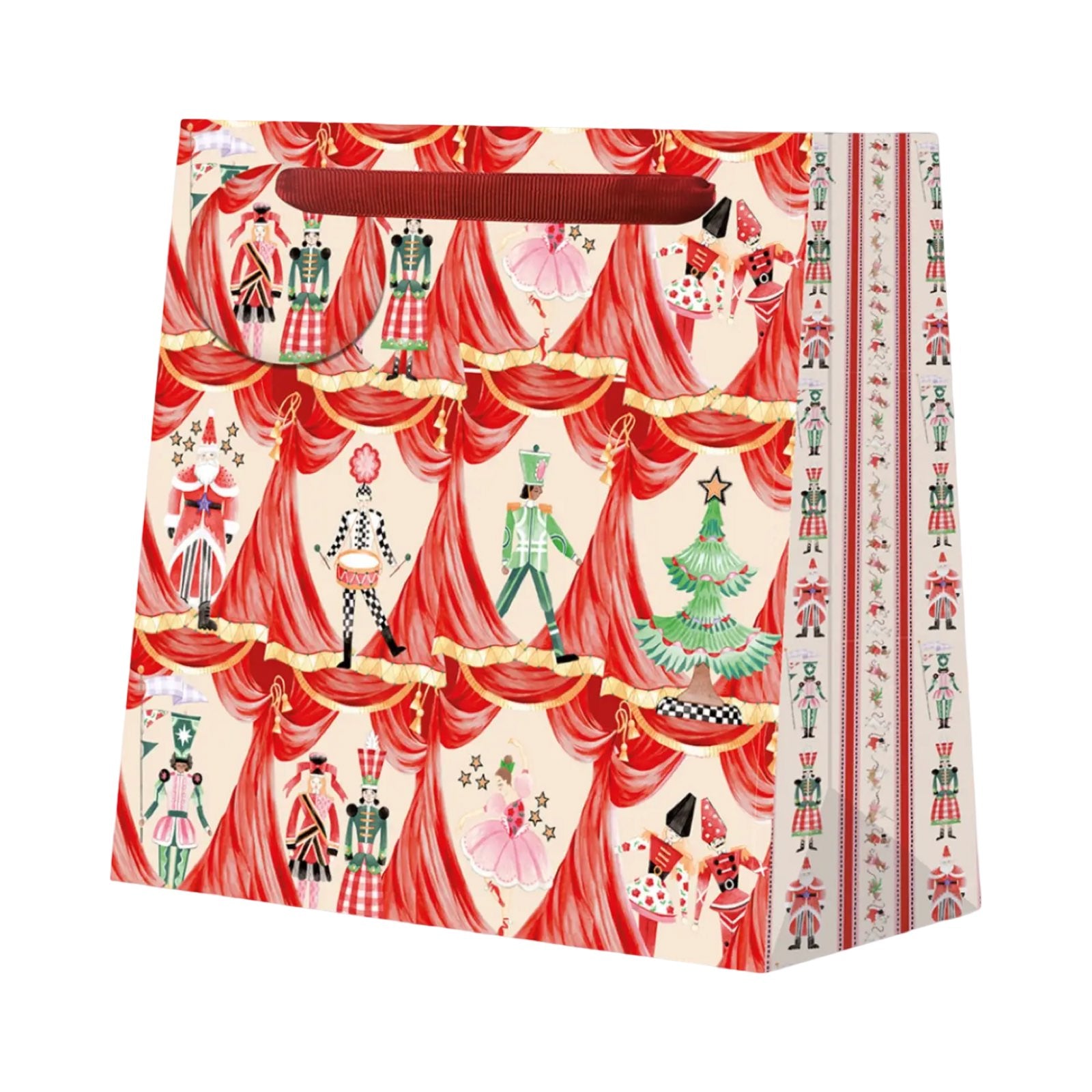 Nutcracker Curtain Christmas Gift Bag Medium