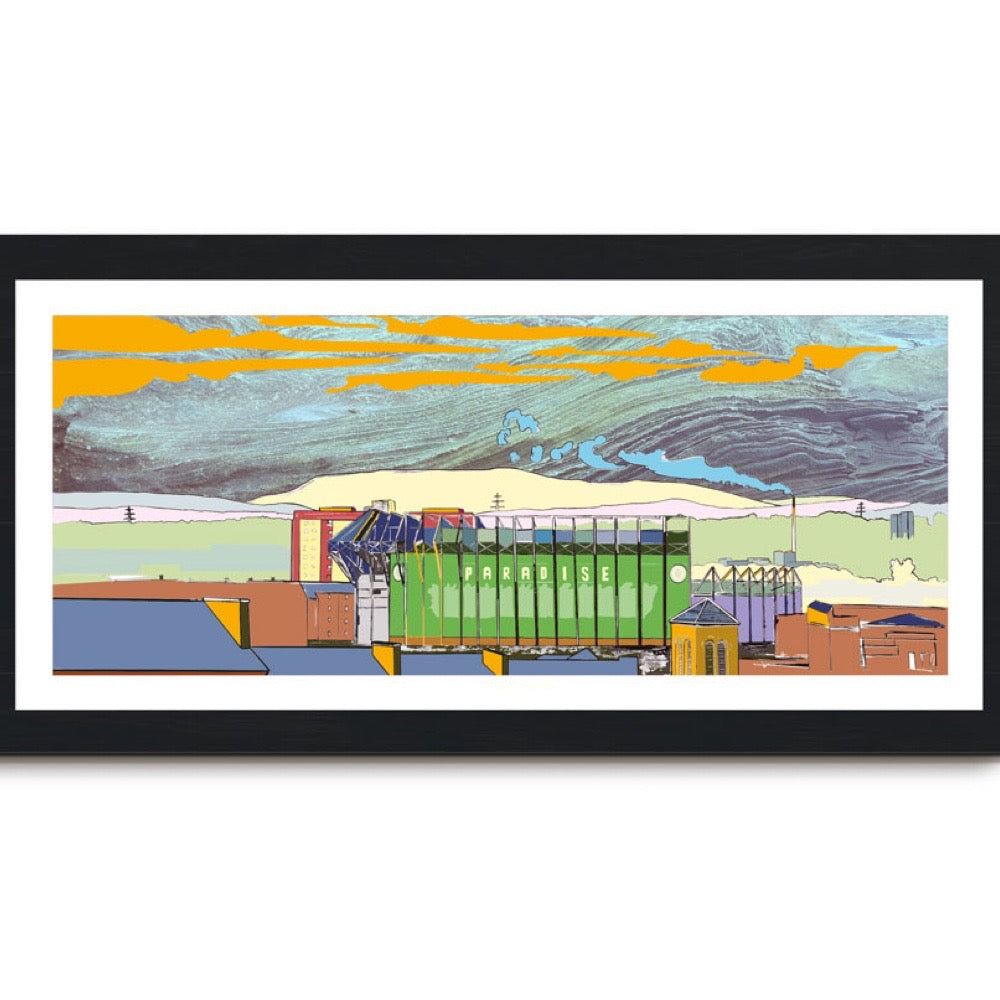 'Paradise City' - This is a panoramic print in a 20x10inch Mount illustrating the Celtic Park Stadium, Glasgow, Scotland.