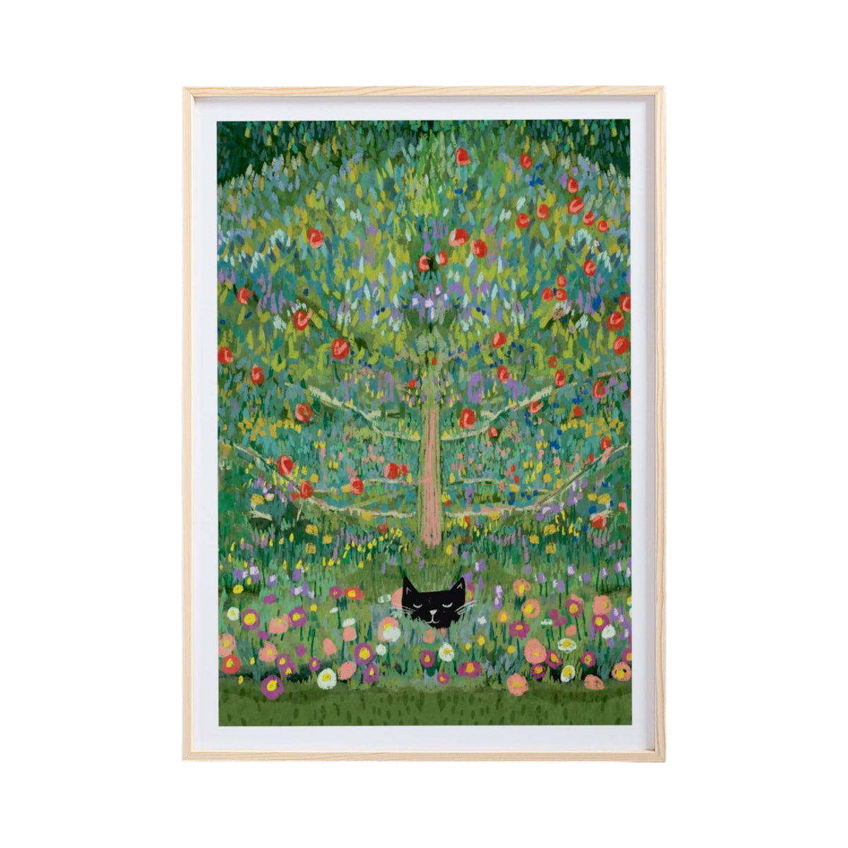 Cat Hiding in an Apple Tree Print